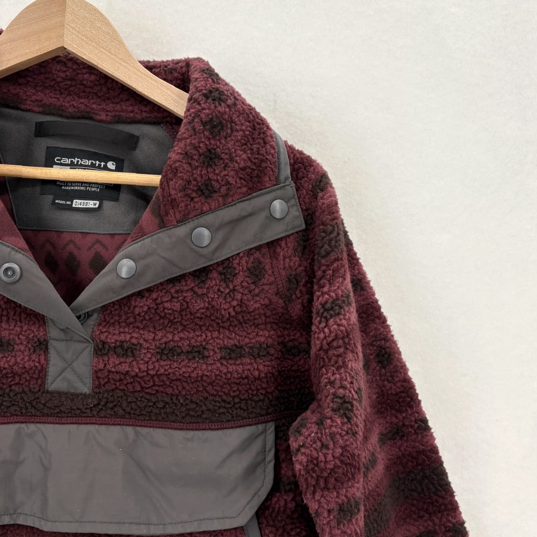 Carhartt Carhartt Fleece Jacket Womens Small Red Aztec Snap Pullover Relaxed Fit Shirt Size S / US 4 / IT 40 - 2 Thumbnail