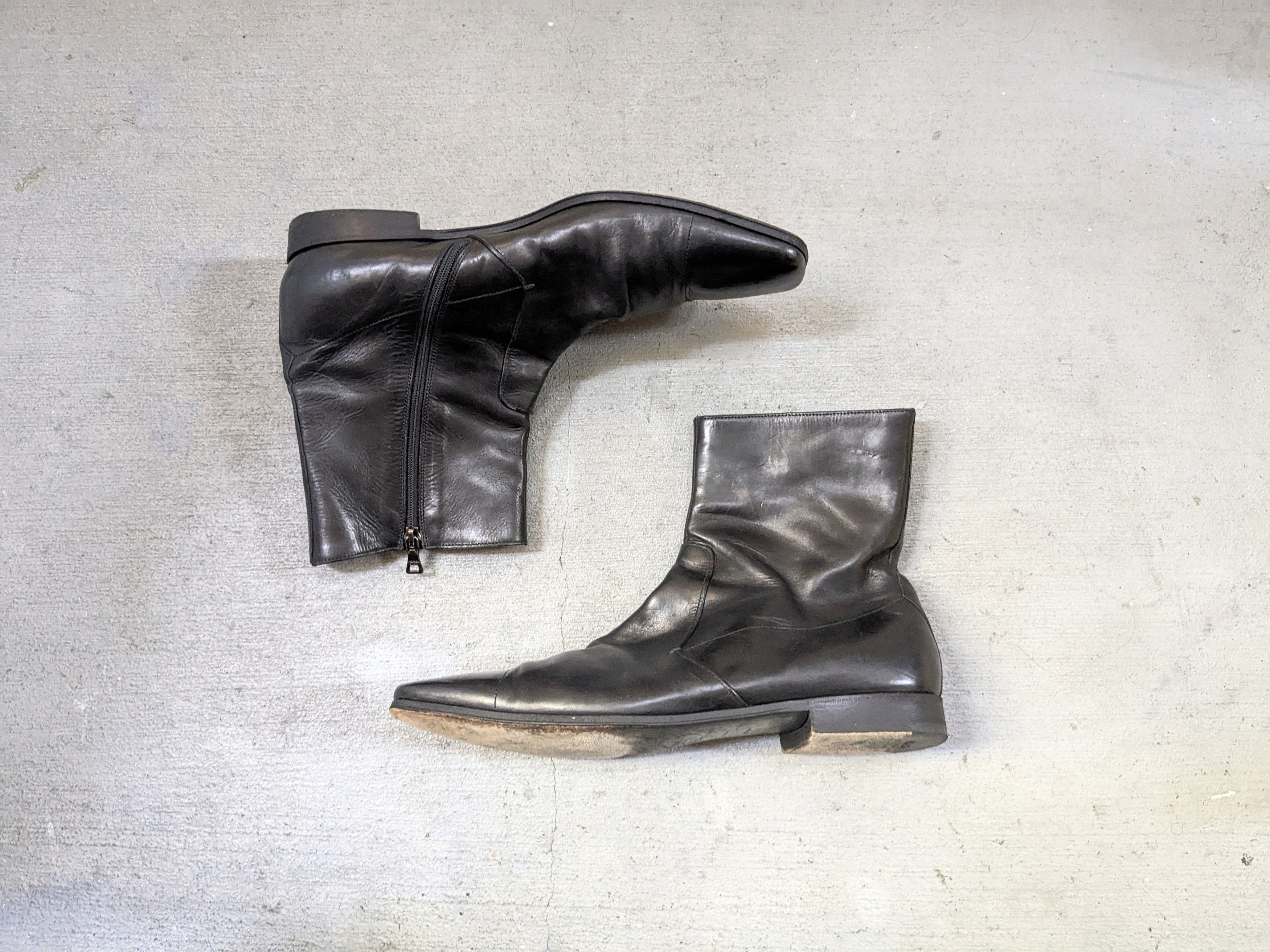 Prada × Streetwear × Vintage Prada Side Zip Boots Black Leather 9 