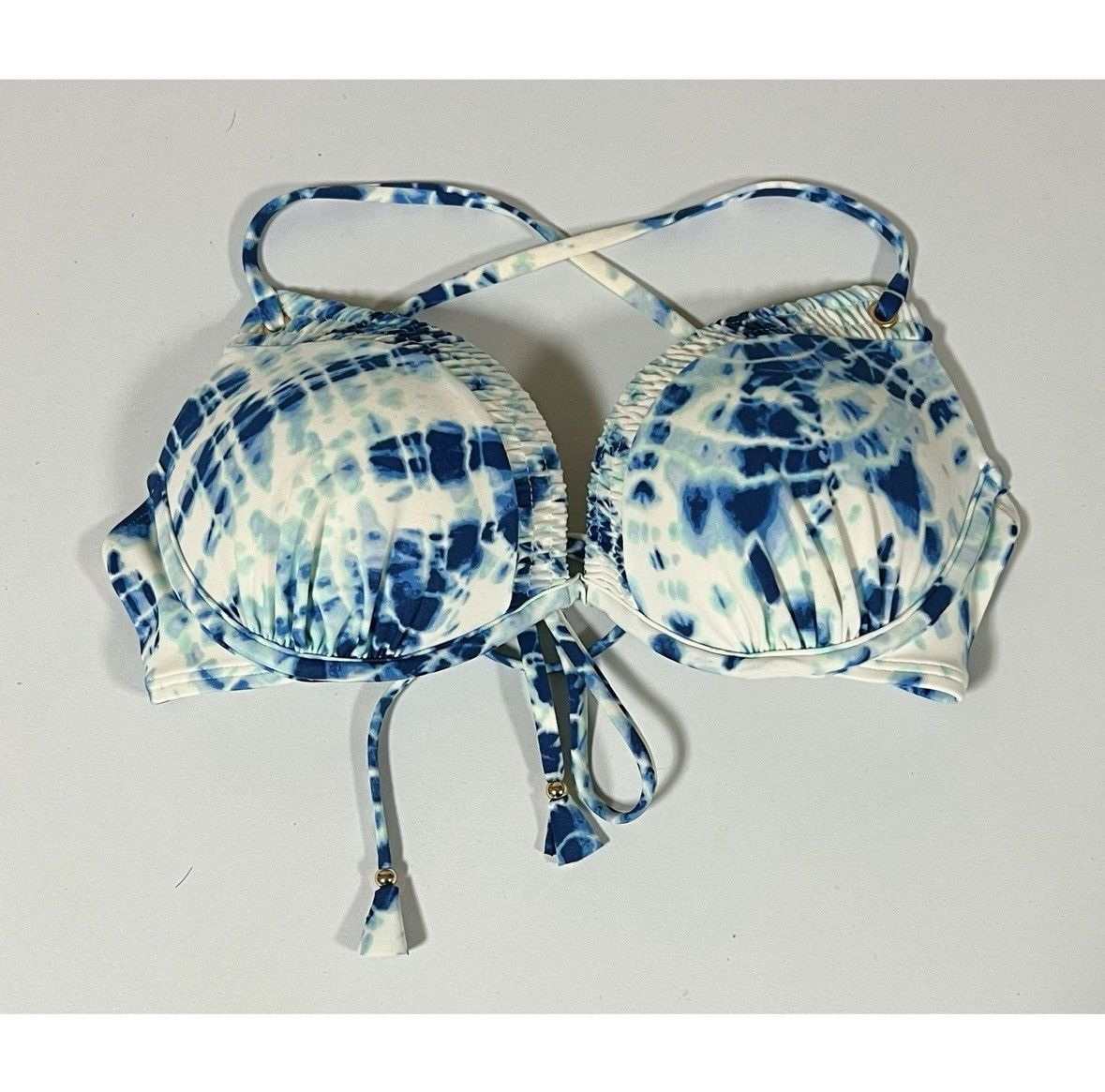 Victoria's Secret × Vintage Victoria’s Secret Tie Dye Bikini Top Bathing Suit 34C 🤍🩵✨ Size S / US 4 / IT 40 - 1 Thumbnail