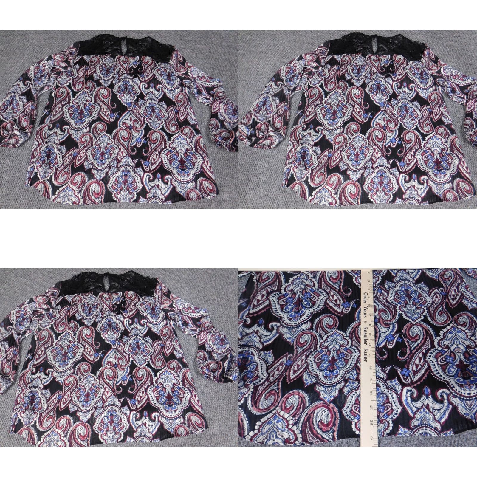 Vintage I.N. Studio Womens Blouse PXL Petites Purple Floral Pullover Size XL / US 12-14 / IT 48-50 - 8 Thumbnail