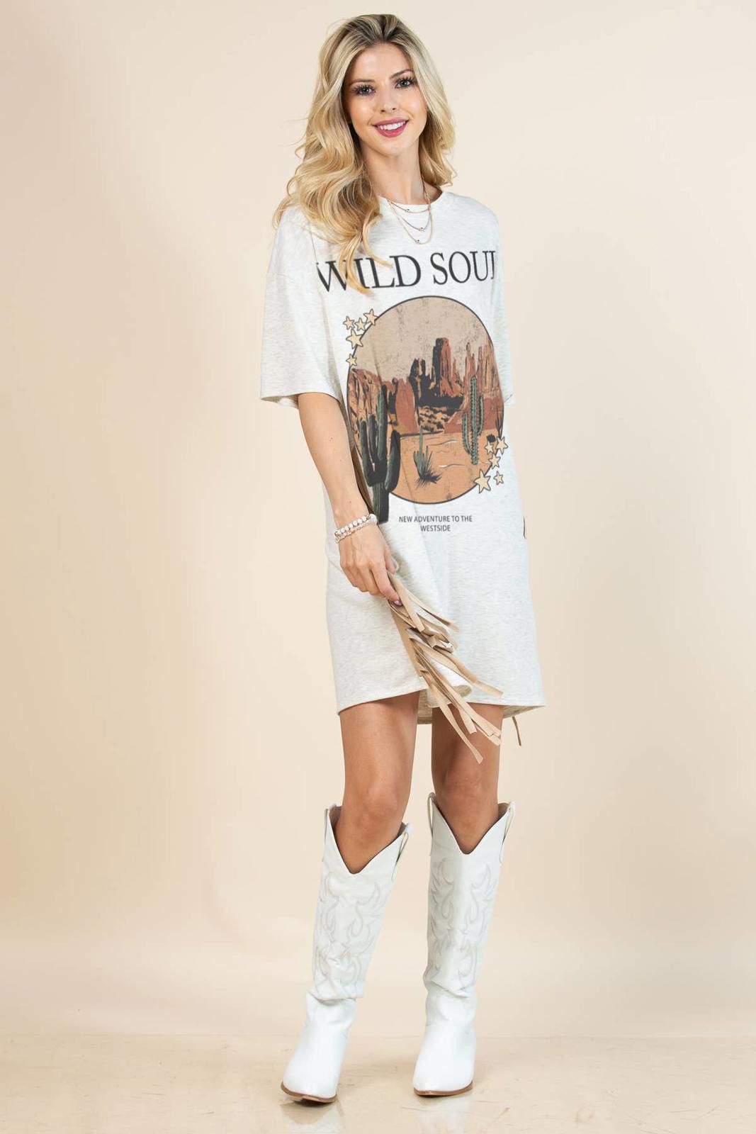 Other Gaia Western Wild Soul Print T Shirt Dress Size M / US 6-8 / IT 42-44 - 3 Thumbnail