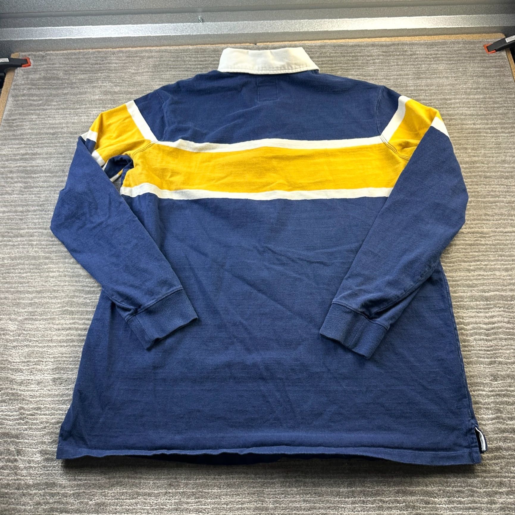 Lands' End VINTAGE Lands End Rugby Shirt Mens 2XLT 2XL Tall Blue Gray Long Sleeve Polo Size US XXL / EU 58 / 5 - 2 Thumbnail