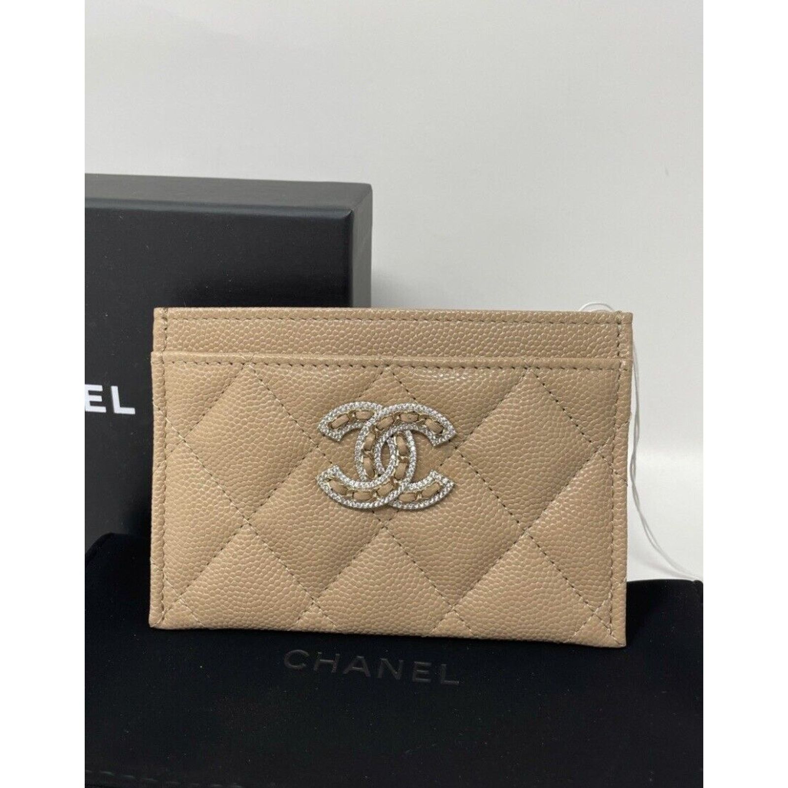Chanel Auth BNIB Chanel Crystal Beige Flat Card Holder Wallet 22S Size ONE SIZE - 3 Thumbnail