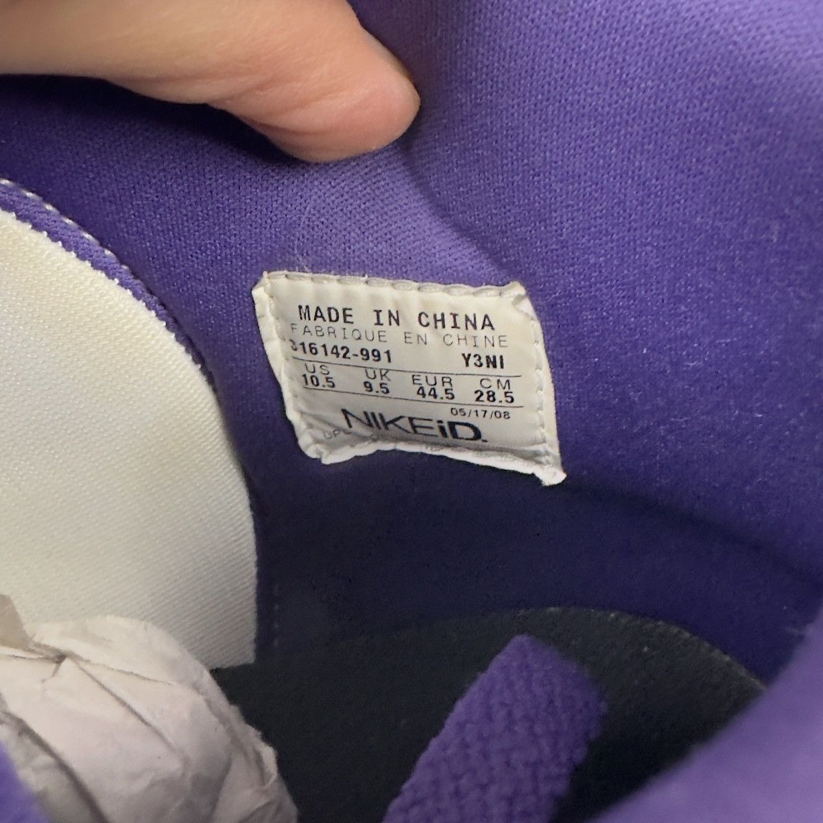 Nike Nike iD Dunk High 2008 Lakers 316142 991 Leather SZ 10.5 Size US 10.5 / EU 43-44 - 7 Thumbnail