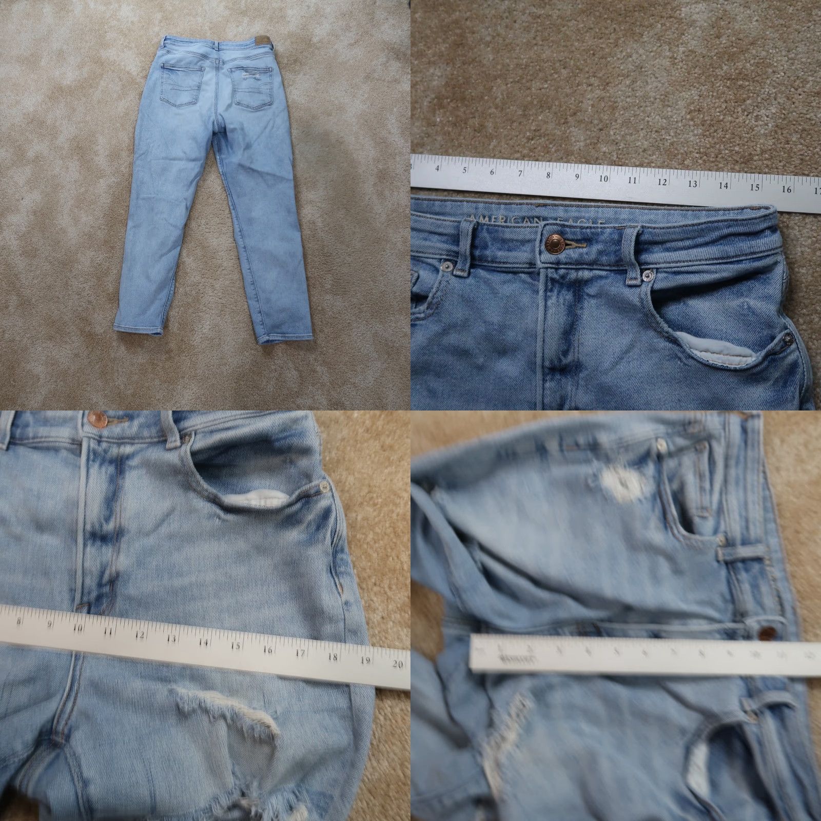 American Eagle Outfitters American Eagle Mom Jeans Women's 8 Blue Denim High Rise Ripped Size 30" / US 8 / IT 44 - 8 Thumbnail