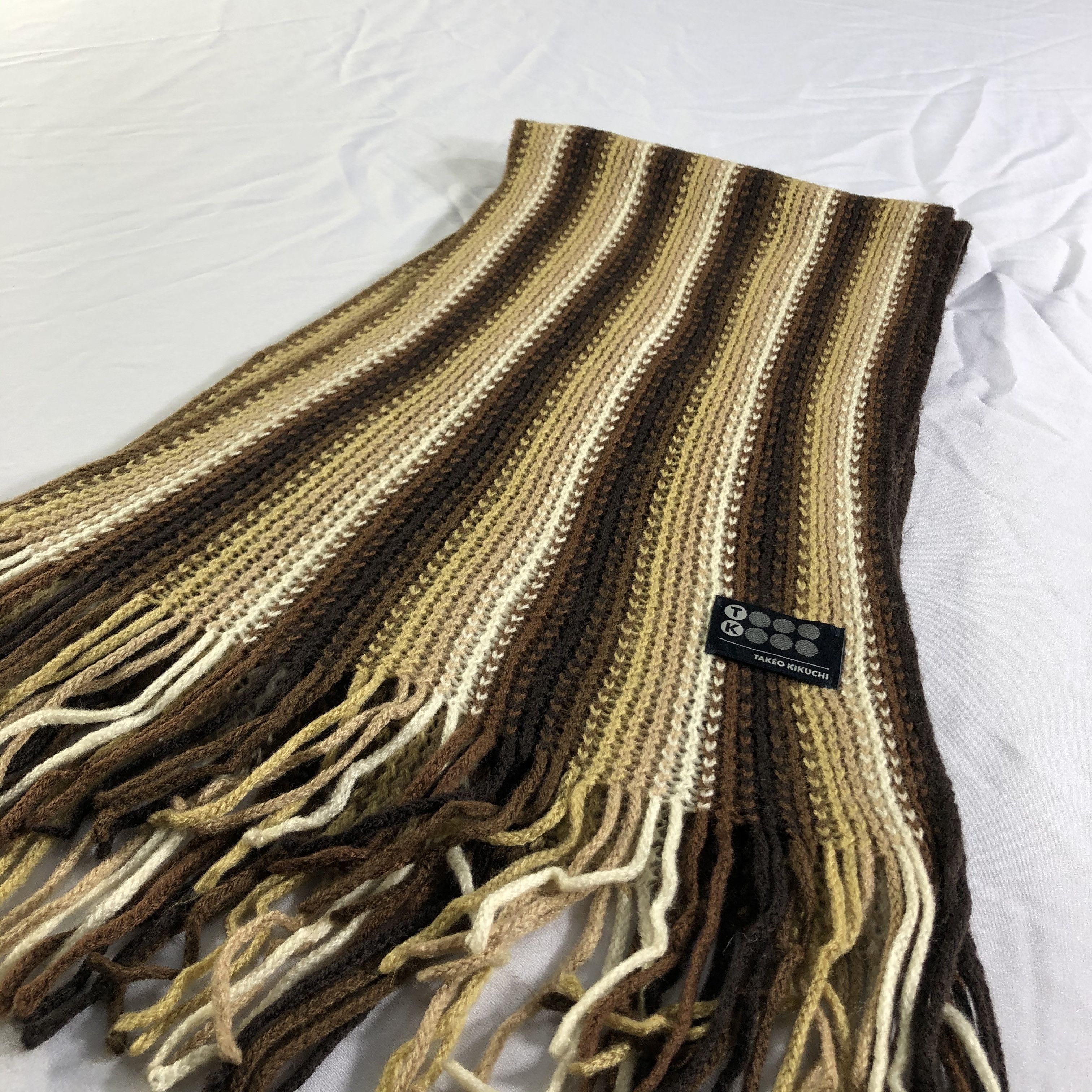 Takeo Kikuchi Takeo Kikuchi Striped Knit Scarf Muffler Neckwear V2360 Size ONE SIZE - 3 Thumbnail