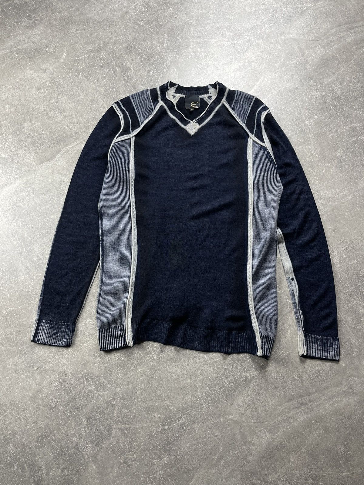Just Cavalli Just Cavalli Paneled Knit V Neck Sweater Contrast Stitching Size US M / EU 48-50 / 2 - 2 Thumbnail