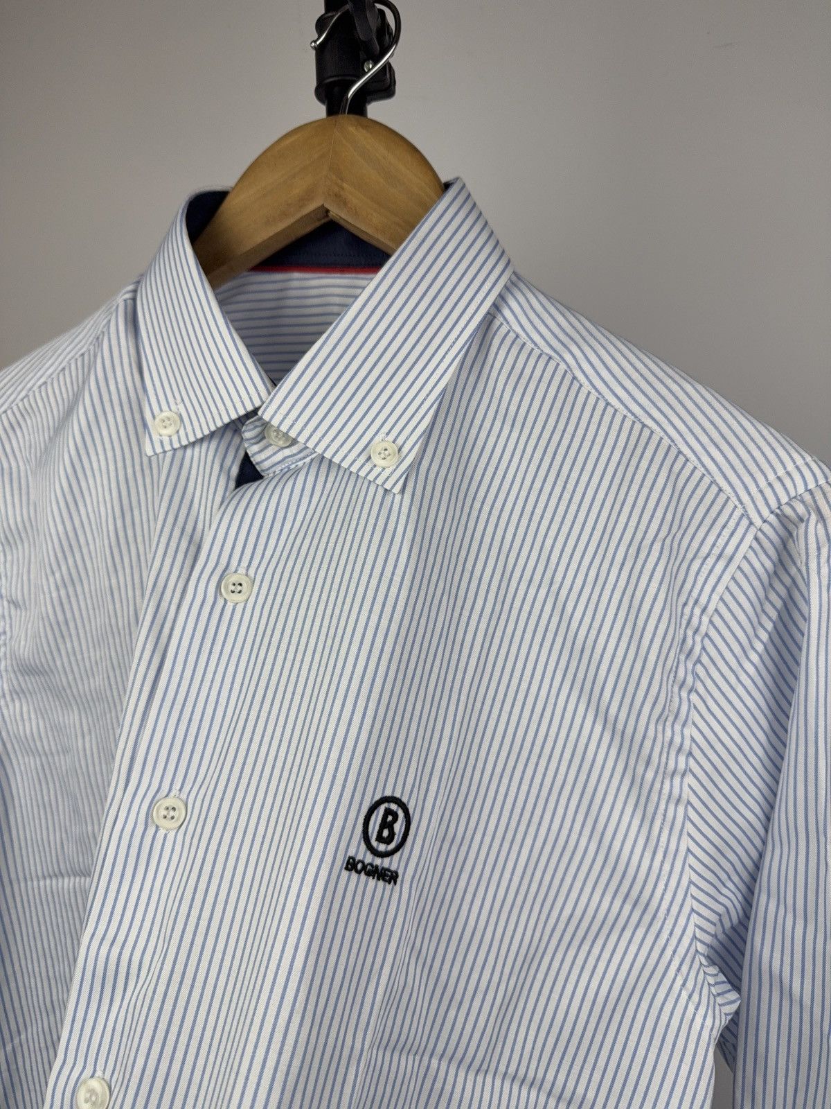 Bogner Luxury Bogner Striped Button Down Cotton Shirt Blue White Size US M / EU 48-50 / 2 - 3 Thumbnail
