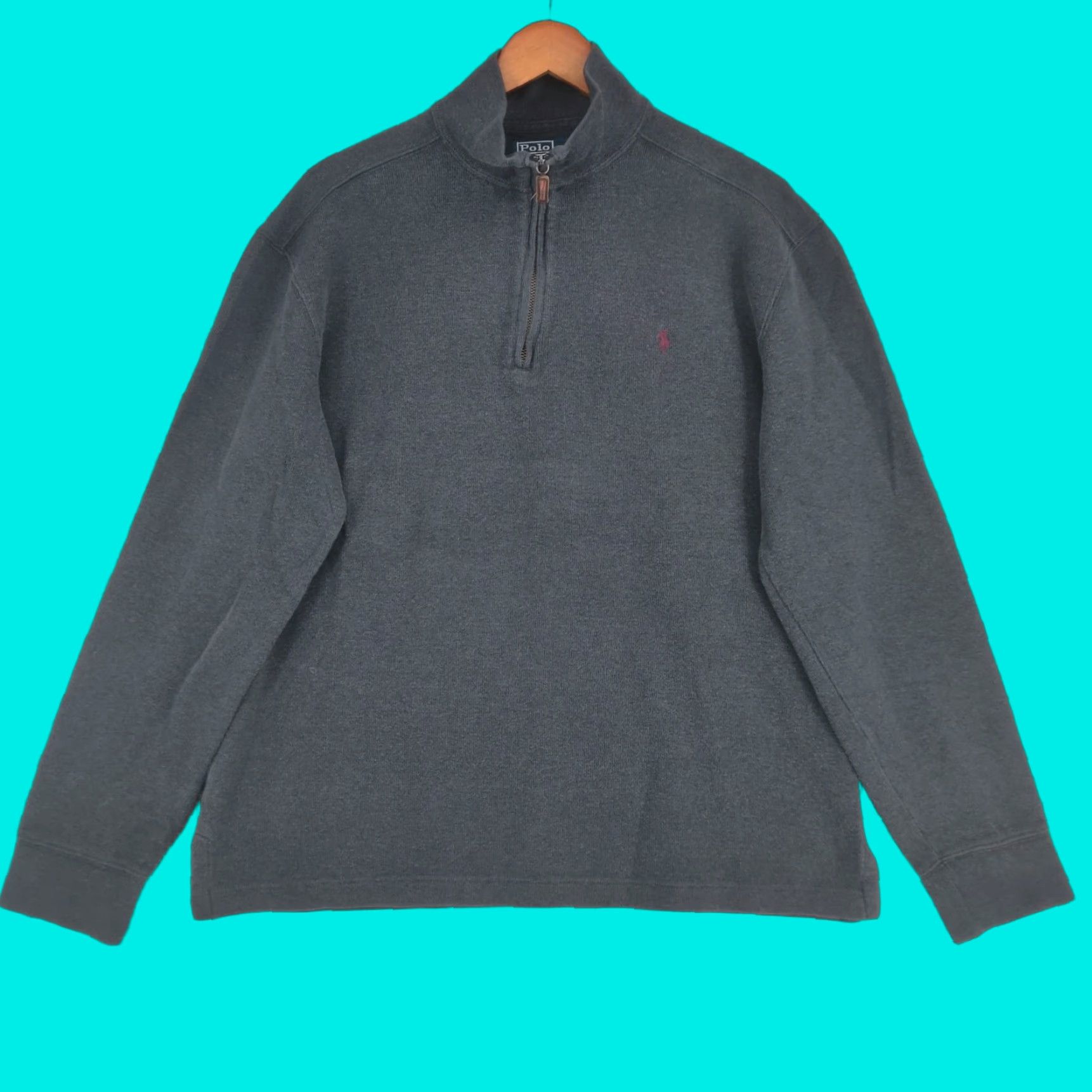 Polo Ralph Lauren VINTAGE Polo Ralph Lauren Sweater Mens M Gray 1/4 Zip Pullover University College Preppy 90s Logo Embroidered Mens Size US M / EU 48-50 / 2 - 1 Thumbnail