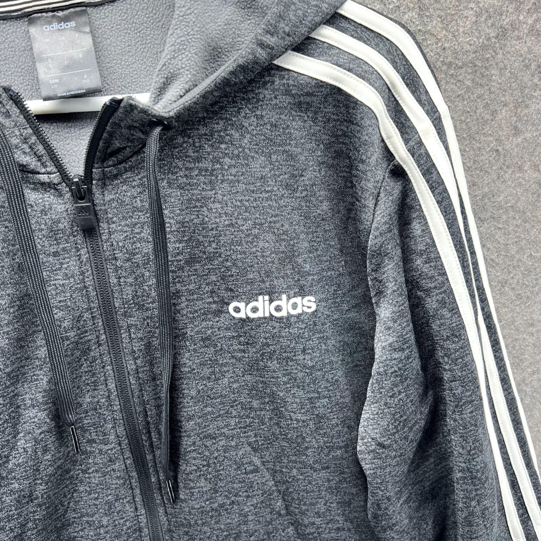 Adidas Adidas Hoodie Mens Large Gray Full Zip Fleece Lined Jacket Athletic Size US L / EU 52-54 / 3 - 5 Thumbnail