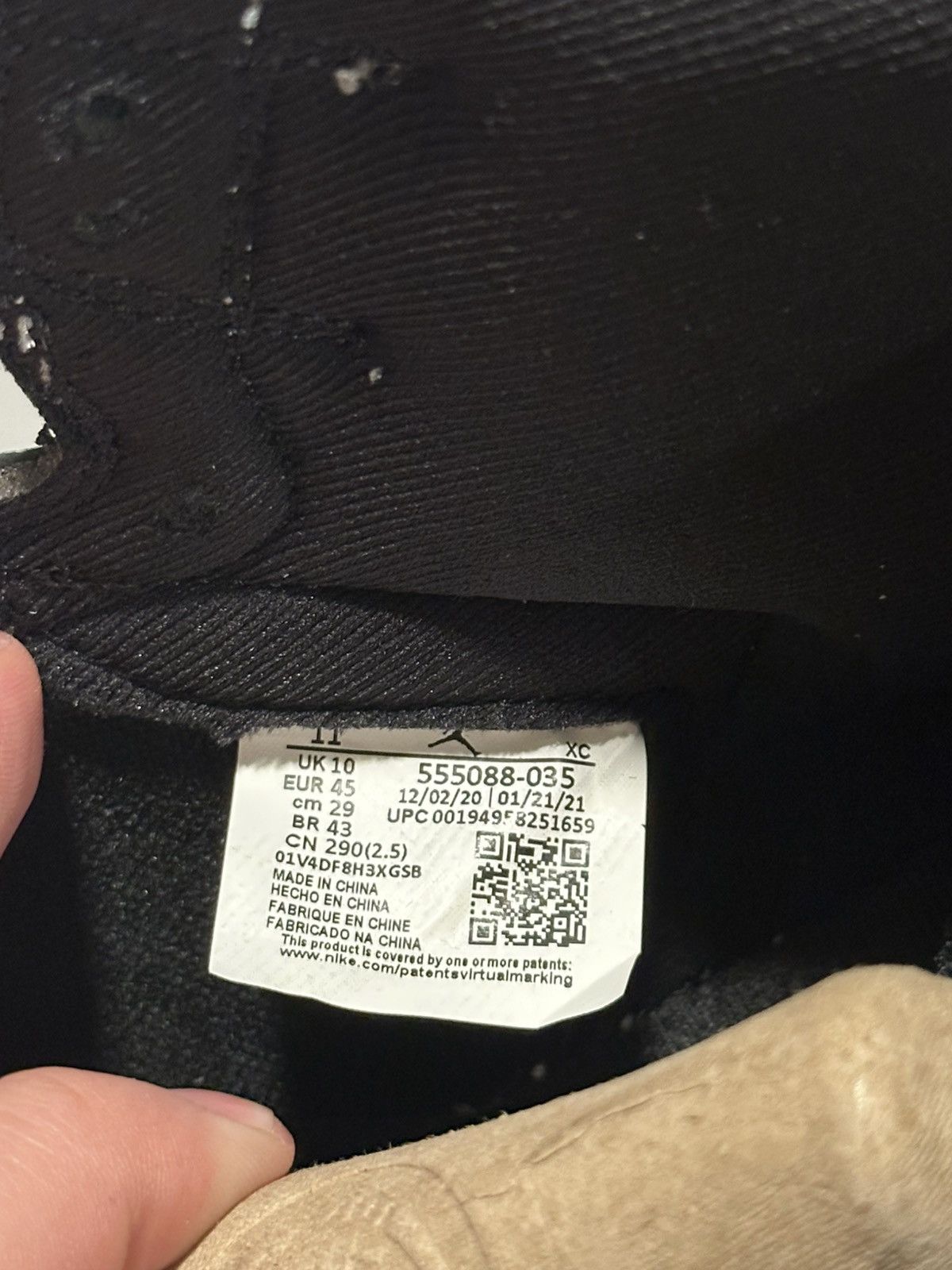 Nike AJ1 Retro Hugh OG - Black/LT Smoke Grey-white Size US 11 / EU 44 - 6 Thumbnail