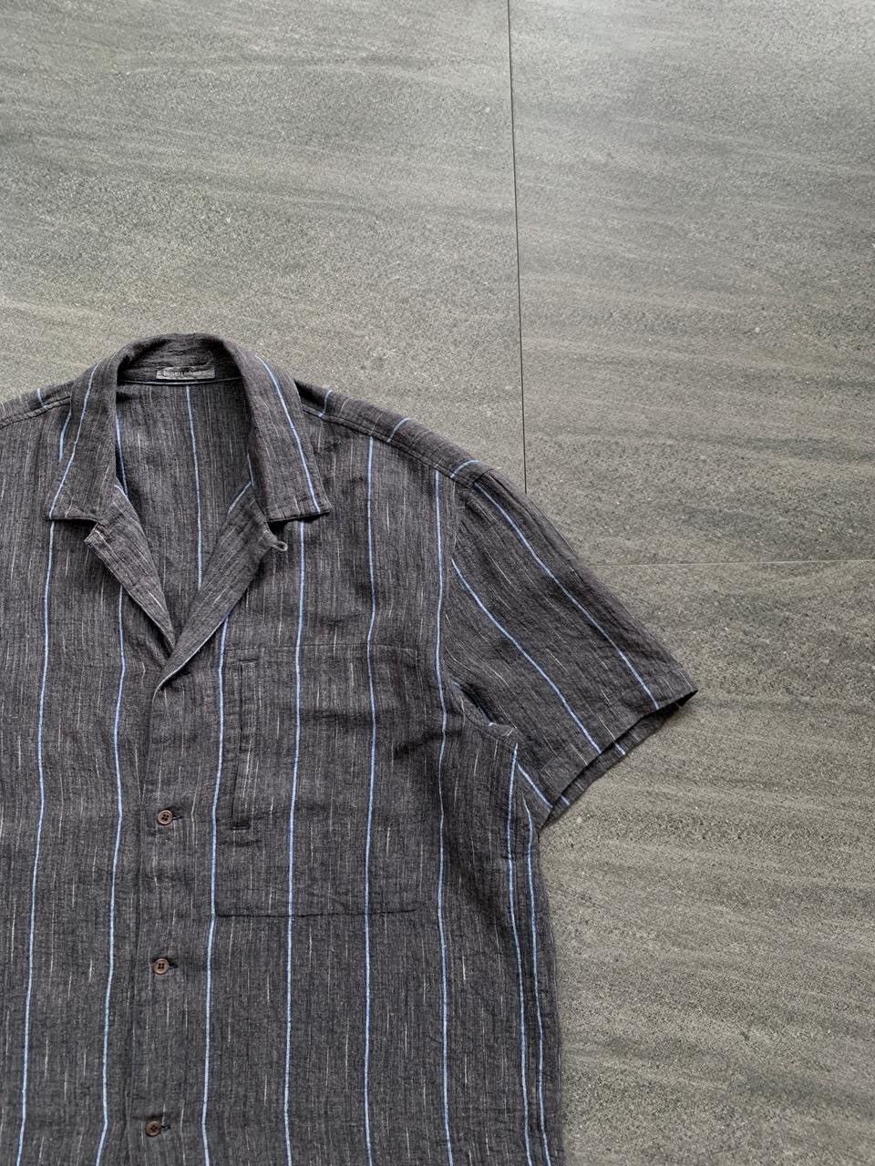 Issey Miyake FREE TAX! 90s Linen Relaxed Striped Shirt Size US L / EU 52-54 / 3 - 2 Thumbnail