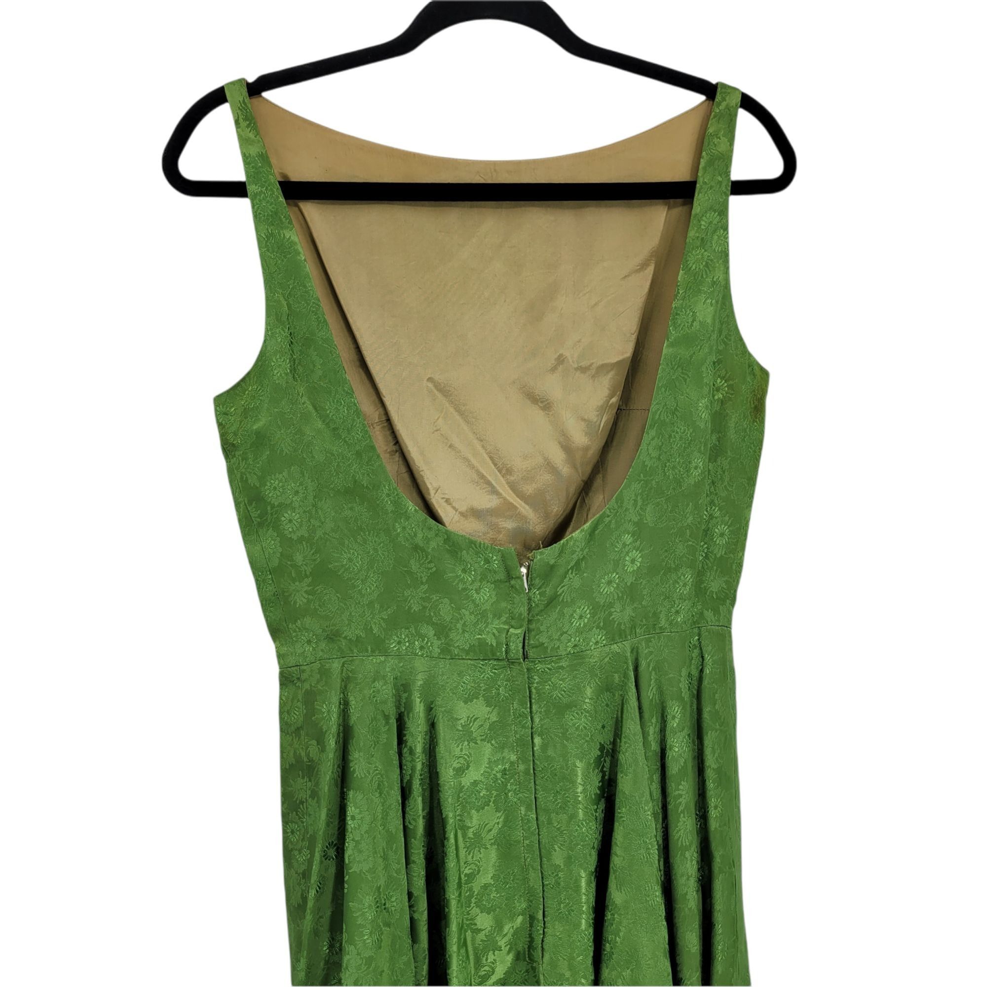 Vintage 50's Jay Herbert Midi Dress Sz S Avocado Brocade Boat Neck O Size S / US 4 / IT 40 - 7 Thumbnail