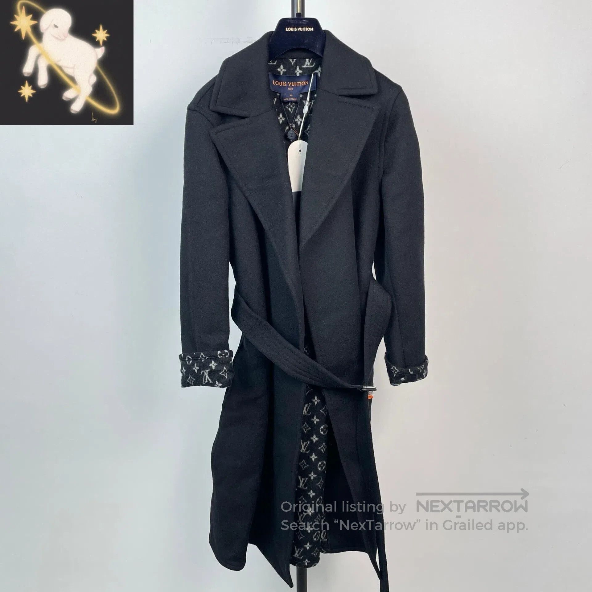Louis Vuitton Louis Vuitton Black Lining Monogrammed Black Wool Belted M Size XS / US 0-2 / IT 36-38 - 1 Thumbnail