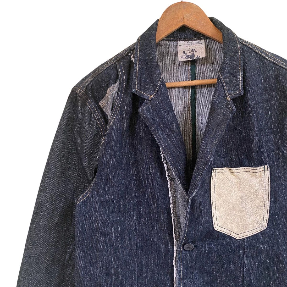 45rpm × Indigo × Japanese Brand 💥HAJA COREA INDIGO LEATHER POCKET DENIM JACKET Size US M / EU 48-50 / 2 - 5 Thumbnail
