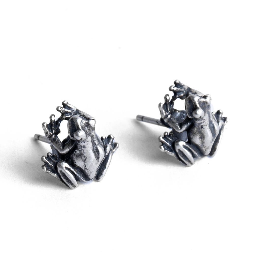 Handmade × Jewelry Frog Dark Earrings One Pairs Chrome Jewelry Size ONE SIZE - 6 Thumbnail