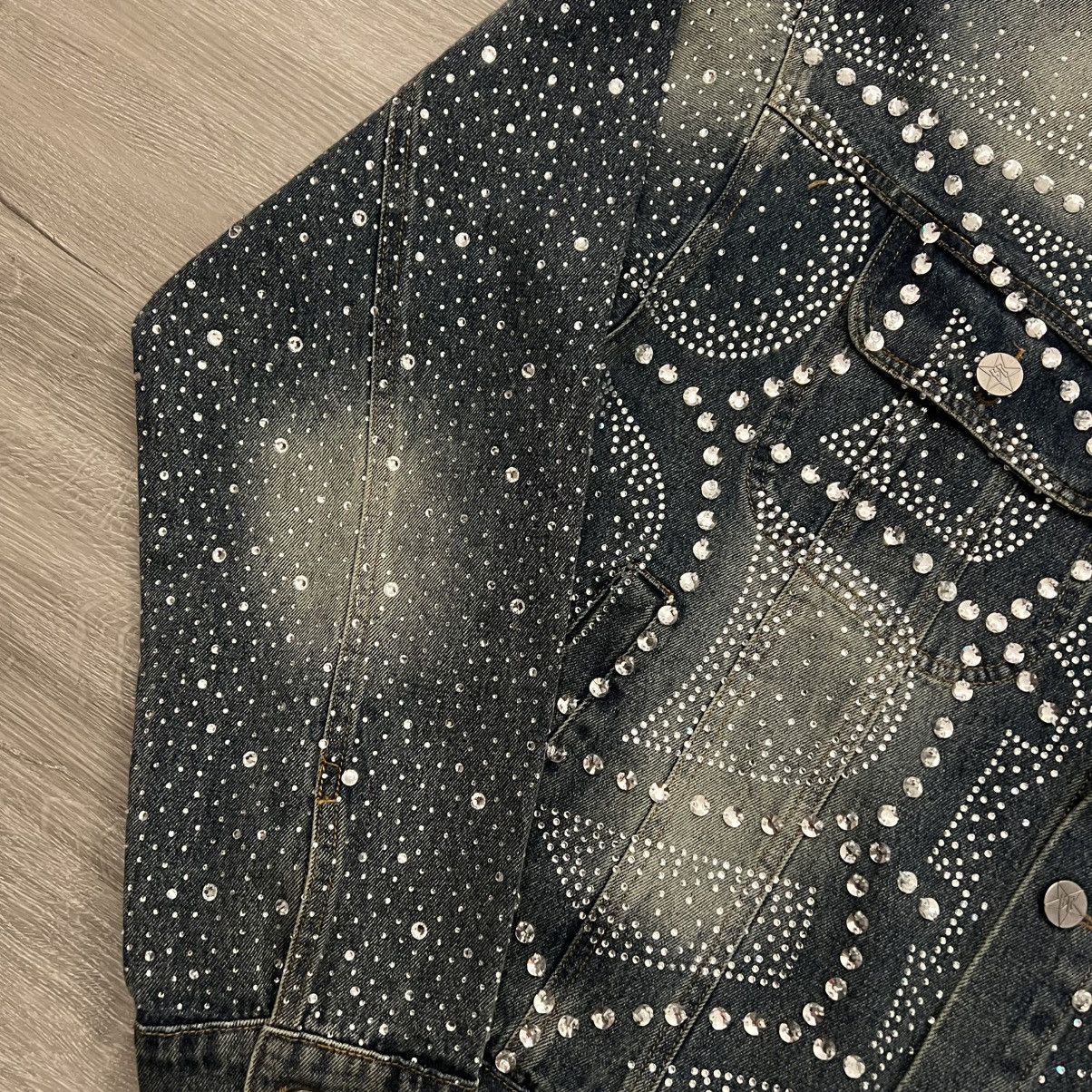Vale Vale Forever All Over Rhinestone Denim Trucker Jacket Size US L / EU 52-54 / 3 - 8 Thumbnail