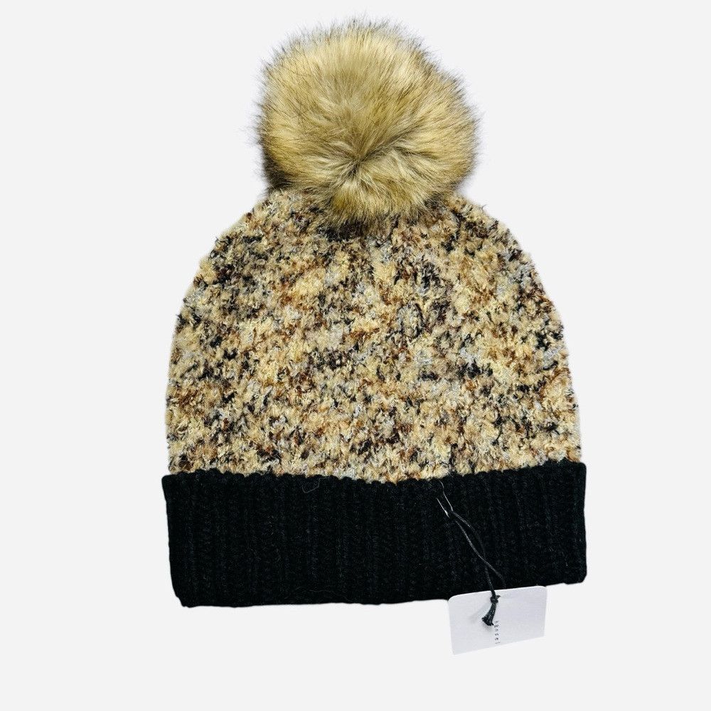 Anthropologie New Anthropologie Colorblock Chunky Knit Pom Pom Hat Size ONE SIZE - 1 Thumbnail