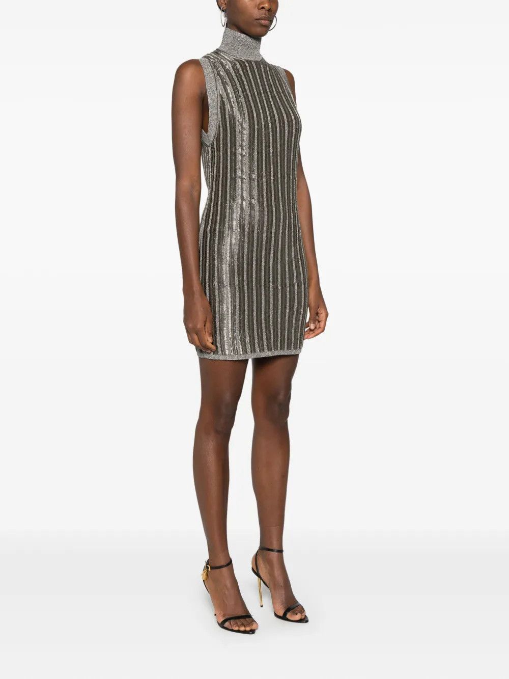 Tom Ford o1y0126 Midi Dress in Gray/Silver Size XS / US 0-2 / IT 36-38 - 3 Thumbnail