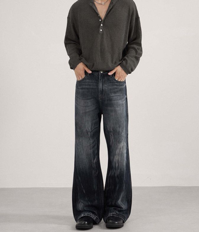 Vintage Men's wide-leg flared high-street tie-dye baggy jeans Size US 32 / EU 48 - 1 Thumbnail