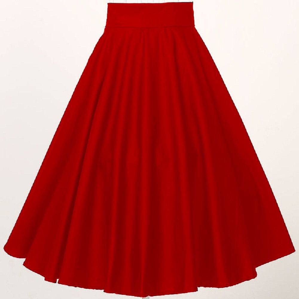 Other Full circel red midi skirt vintage style for women Size 38" / US 16 / IT 52 - 1 Thumbnail