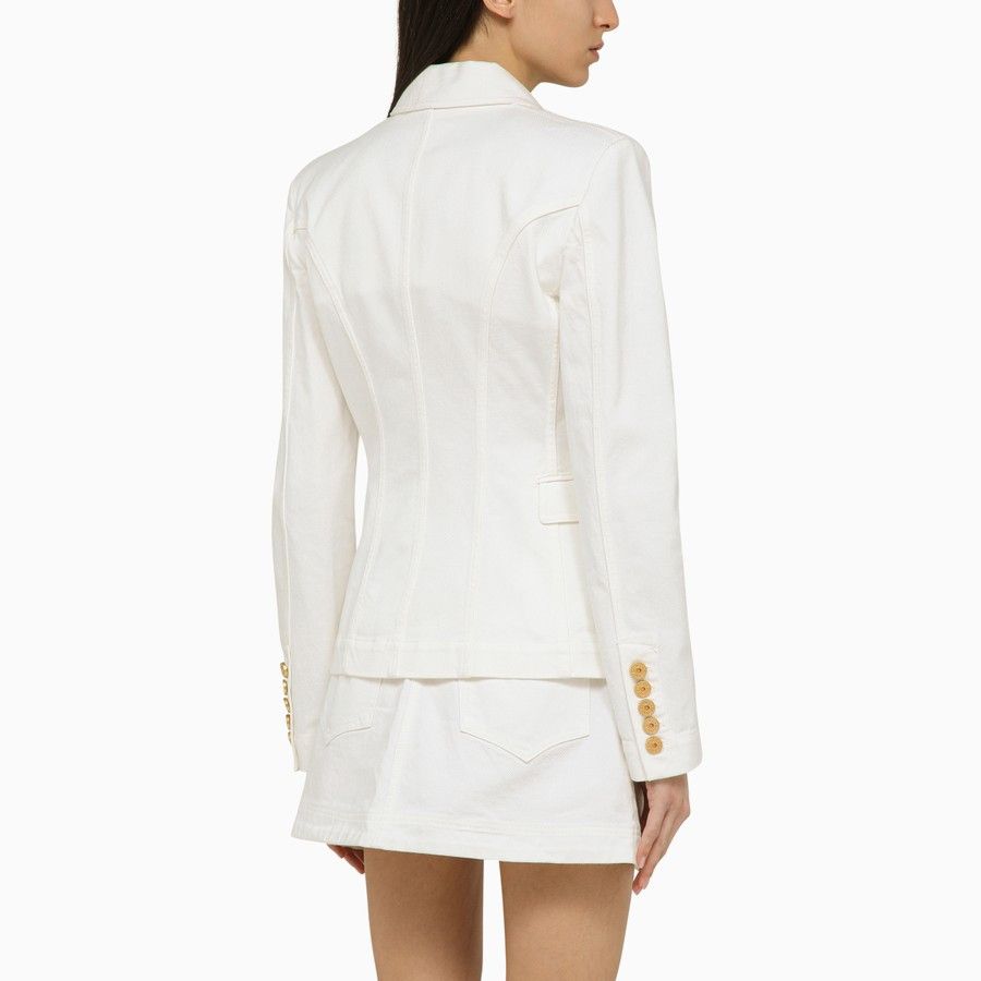 Balmain o1d2blof0824 Double-breasted Cotton Jacket in White Size XS / US 0-2 / IT 36-38 - 3 Thumbnail
