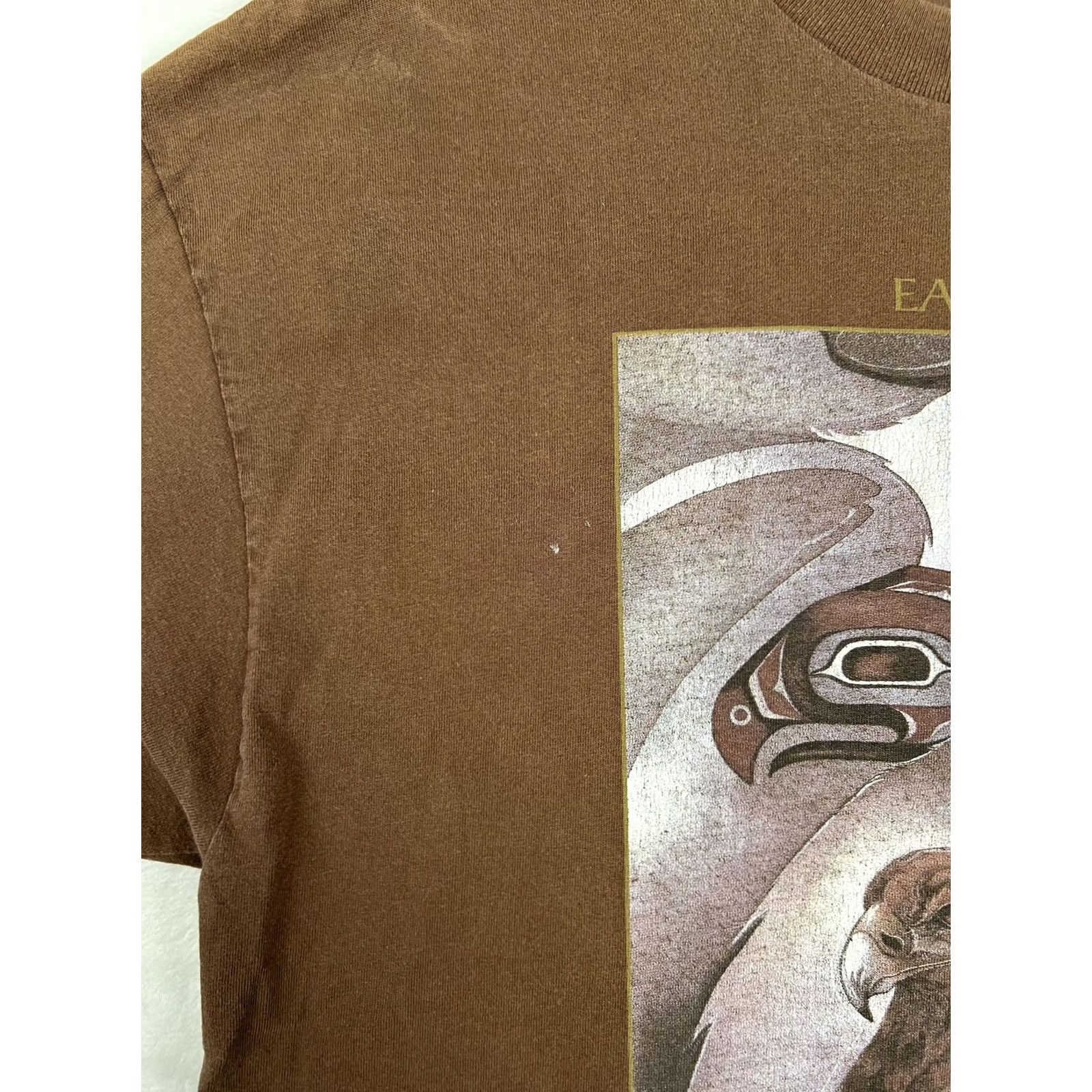 Port & Company VINTAGE Eagle Spirit Oklahoma T-Shirt Mens XL Brown Eagle Totem Graphic Size US XL / EU 56 / 4 - 6 Thumbnail