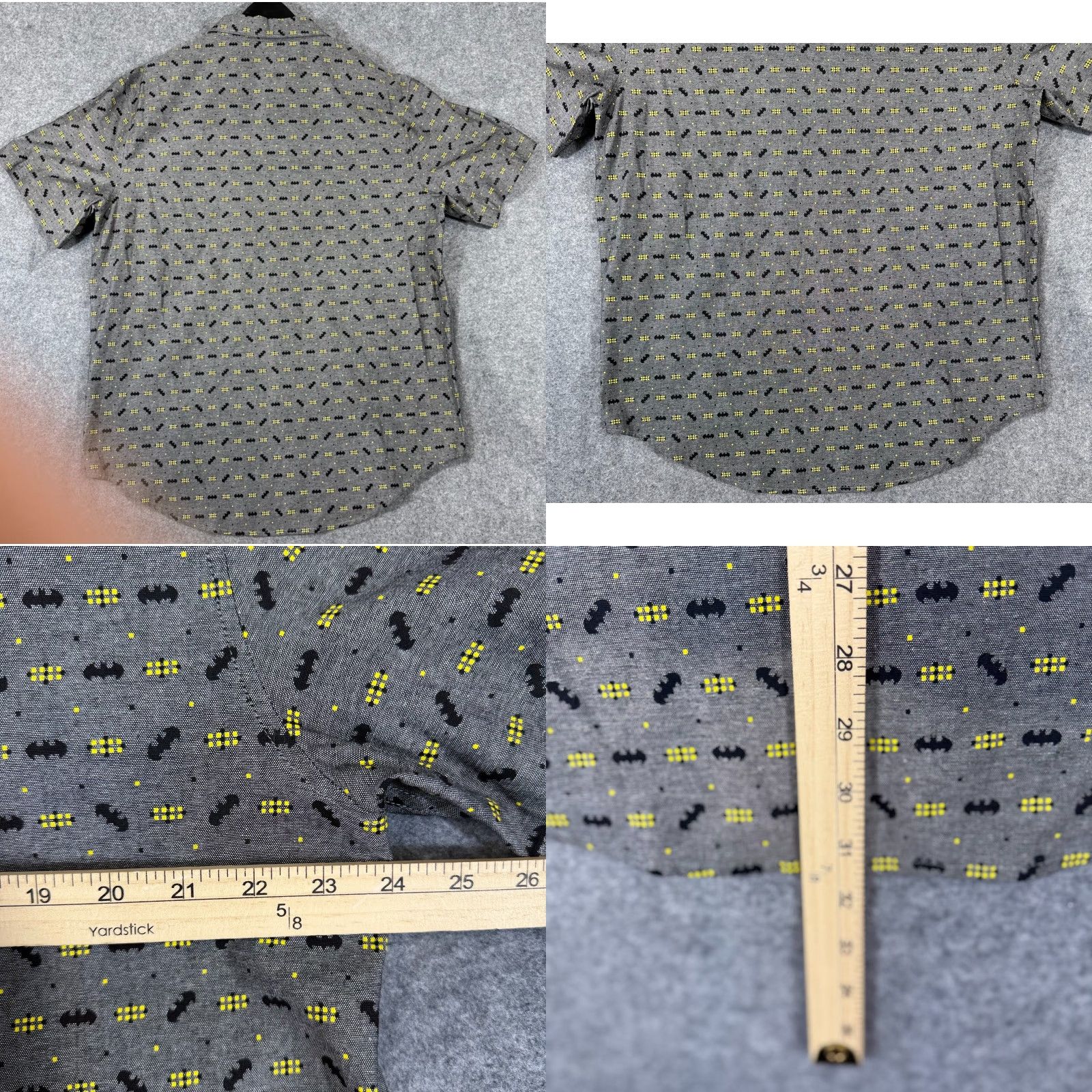 Vintage Batman Button-Up Camp Shirt Mens L Gray All Over Print Short Sleeve Pocket Shirt Size US L / EU 52-54 / 3 - 8 Thumbnail