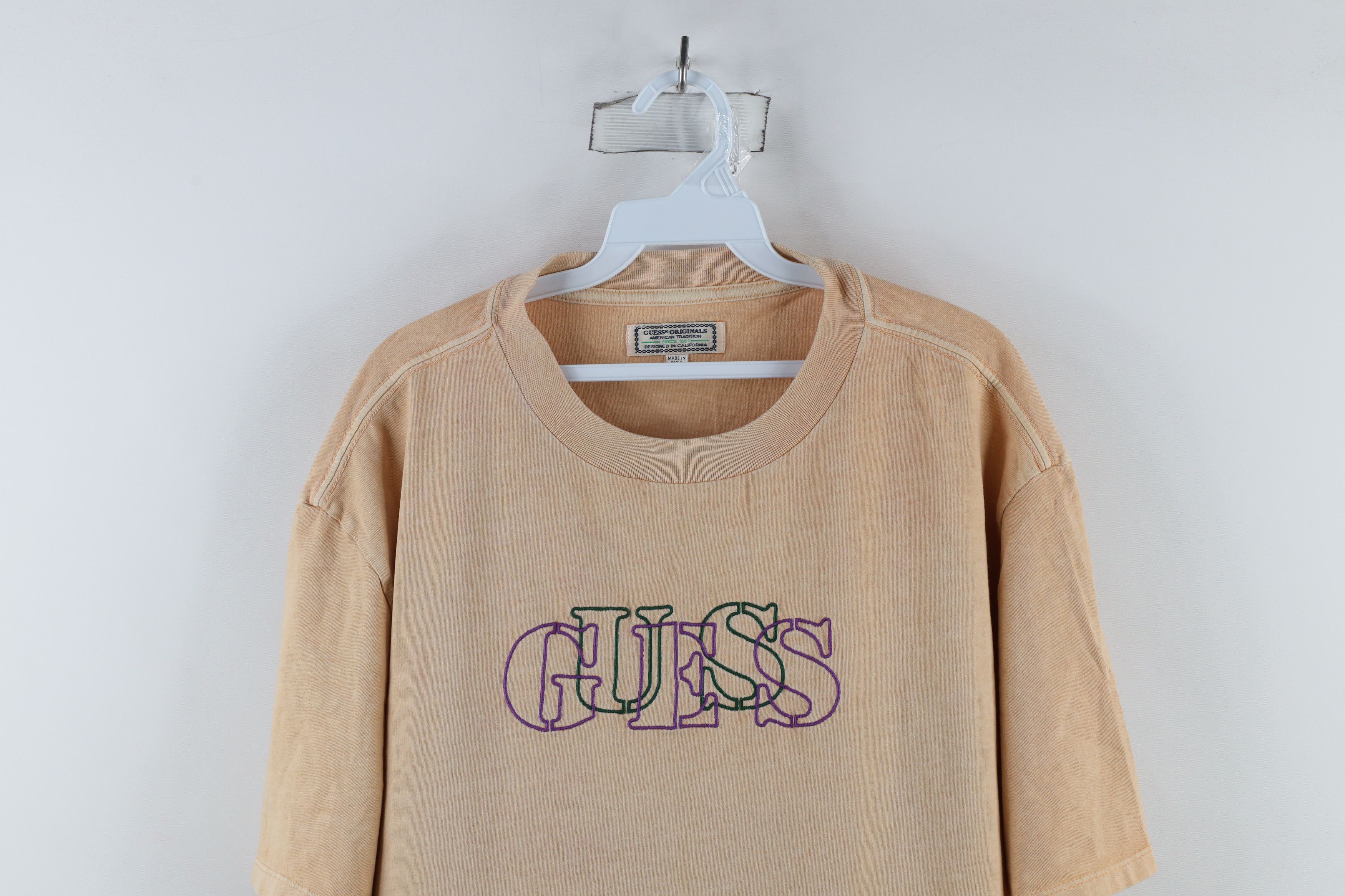 Guess × Vintage Vintage Guess Spell Out Stonewash Pigment Dye T-Shirt Size US L / EU 52-54 / 3 - 2 Thumbnail