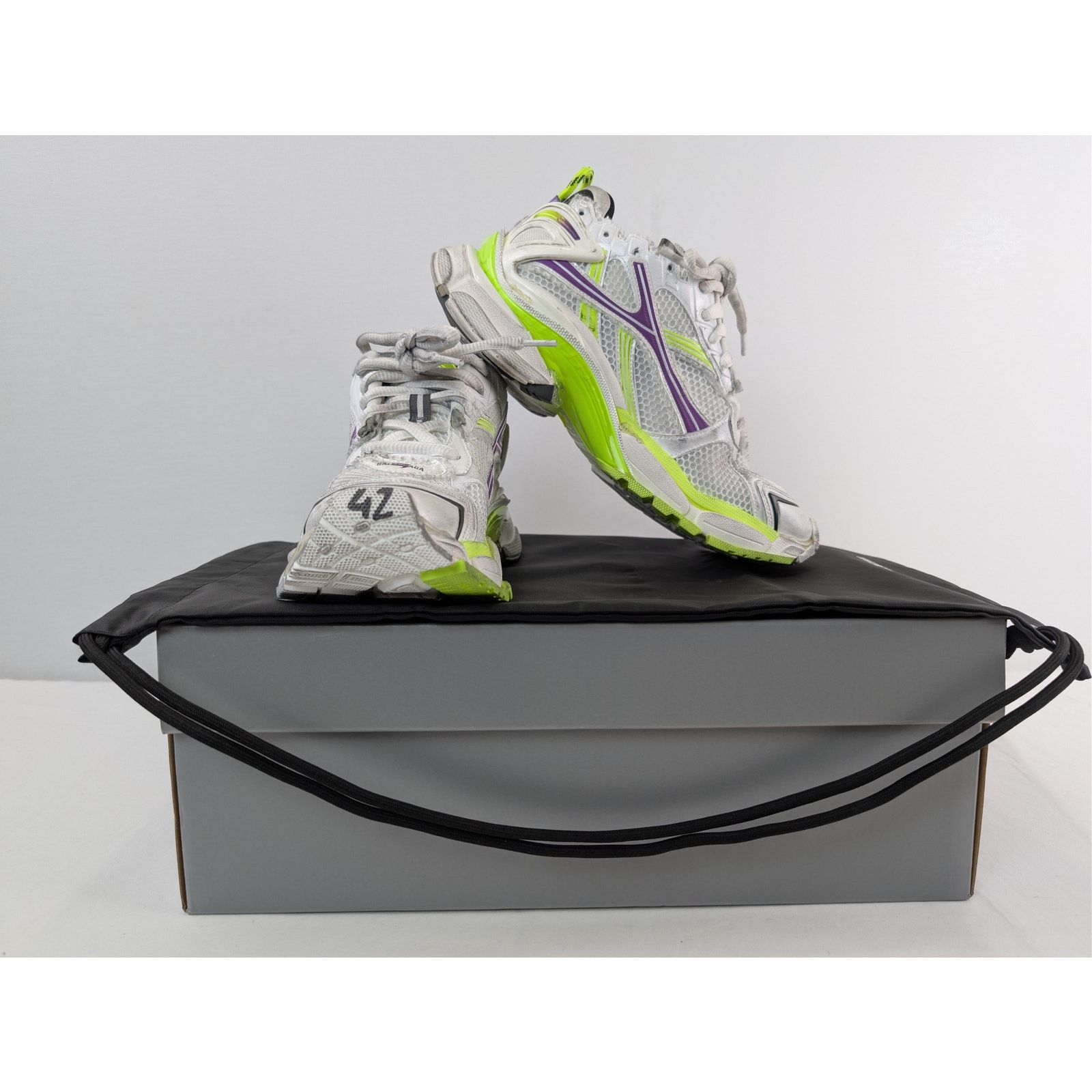 Balenciaga o1rshd1 Mesh Runner Sneaker in White / Fluo Yellow / Grey Size US 10 / EU 43 - 18 Thumbnail