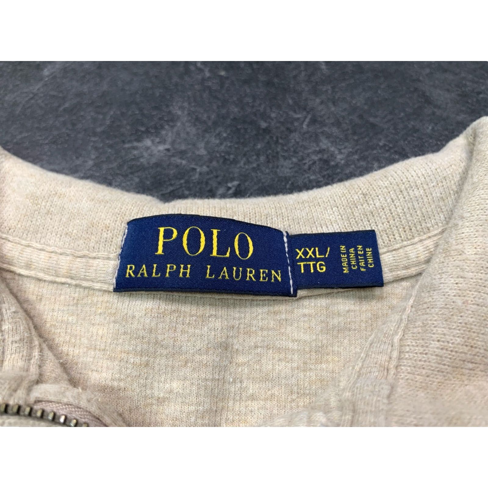 Polo Ralph Lauren Polo Ralph Lauren Men’s Sweater 1/4 Zip Tan Cotton 2XL Pullover Knit Pullover Shirt (note: space corrected) Size US XXL / EU 58 / 5 - 4 Thumbnail
