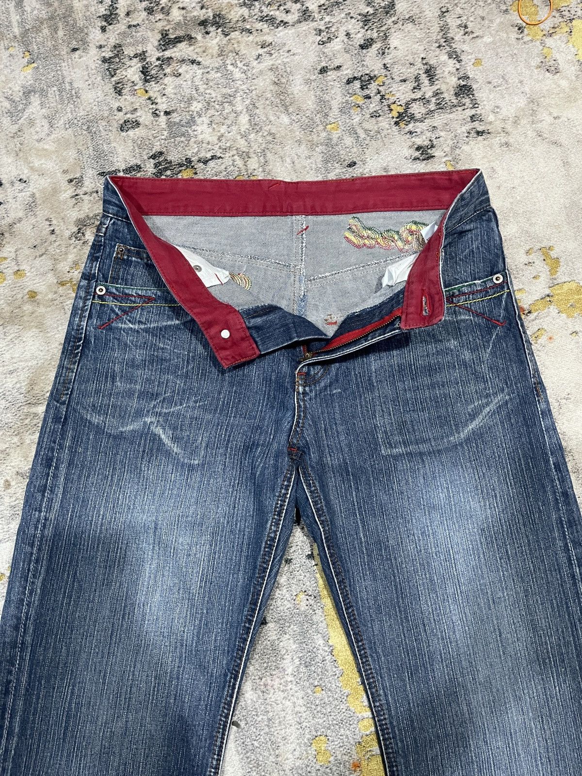 Japanese Brand Vintage Red Ginger Flare Denim Jeans ! Rare Design Size US 32 / EU 48 - 8 Thumbnail