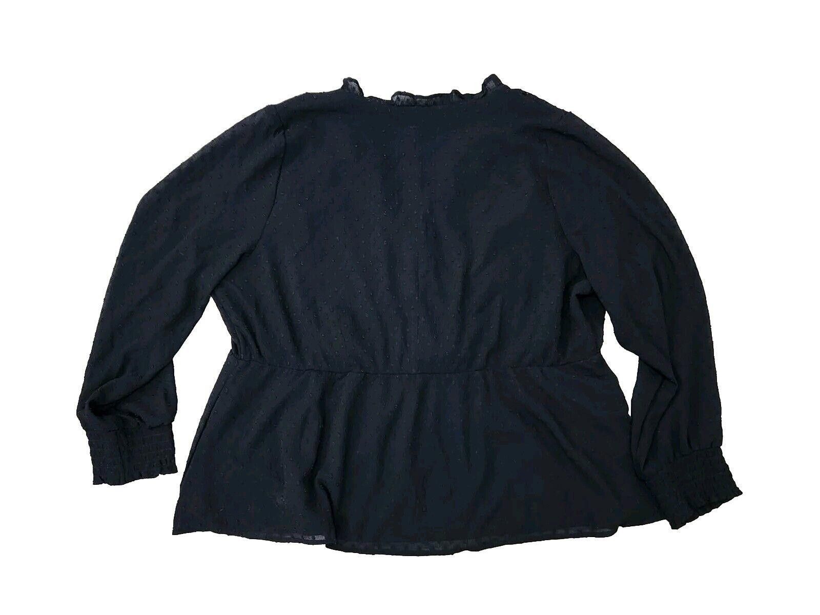 Designer Lane Bryant Blouse Plus 22 Black V Neck Boho Sheer Peasant Size 3XL / US 20-22 - 2 Thumbnail