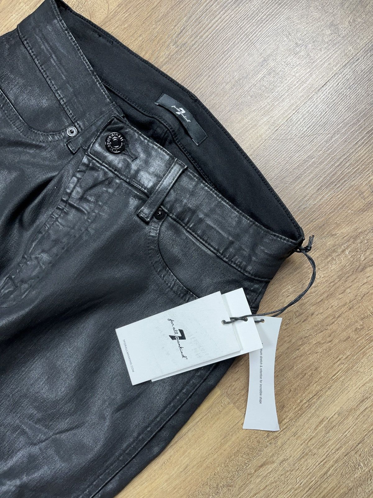 7 For All Mankind ➕7 for all mankind coated waxed black jeans shiny y2k Size 30" / US 8 / IT 44 - 5 Thumbnail