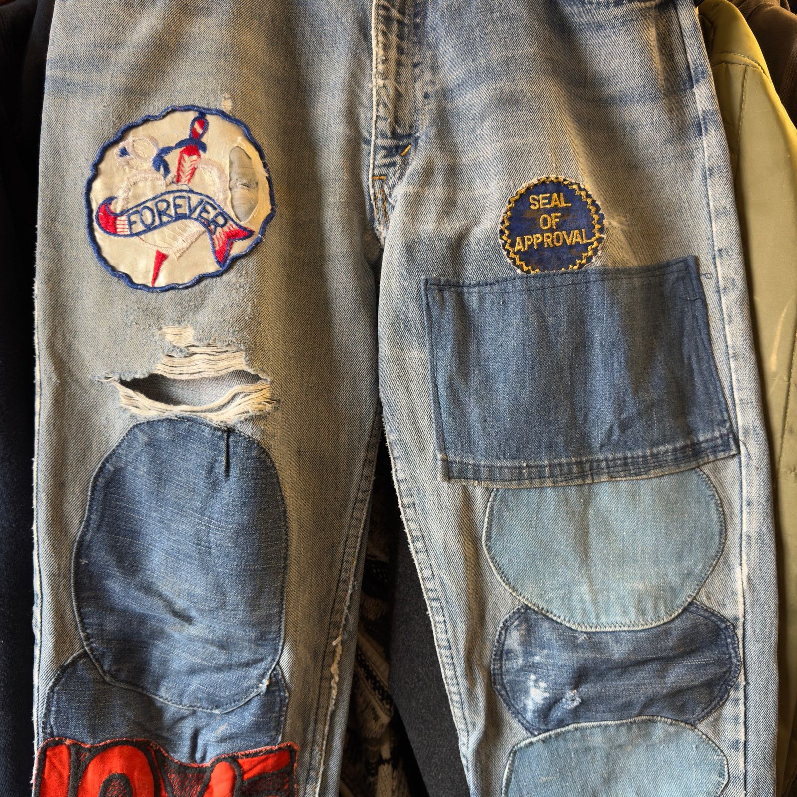 Levi's 70s Levi 646 Patchwork Flared Bellbottom Jeans 32x31.5 Size US 32 / EU 48 - 4 Thumbnail
