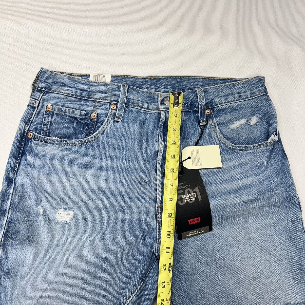 Levi's NEW Levis Premium Jean Shorts Blue 501 Mid Thigh Distressed Size 32" / US 10 / IT 46 - 24 Thumbnail