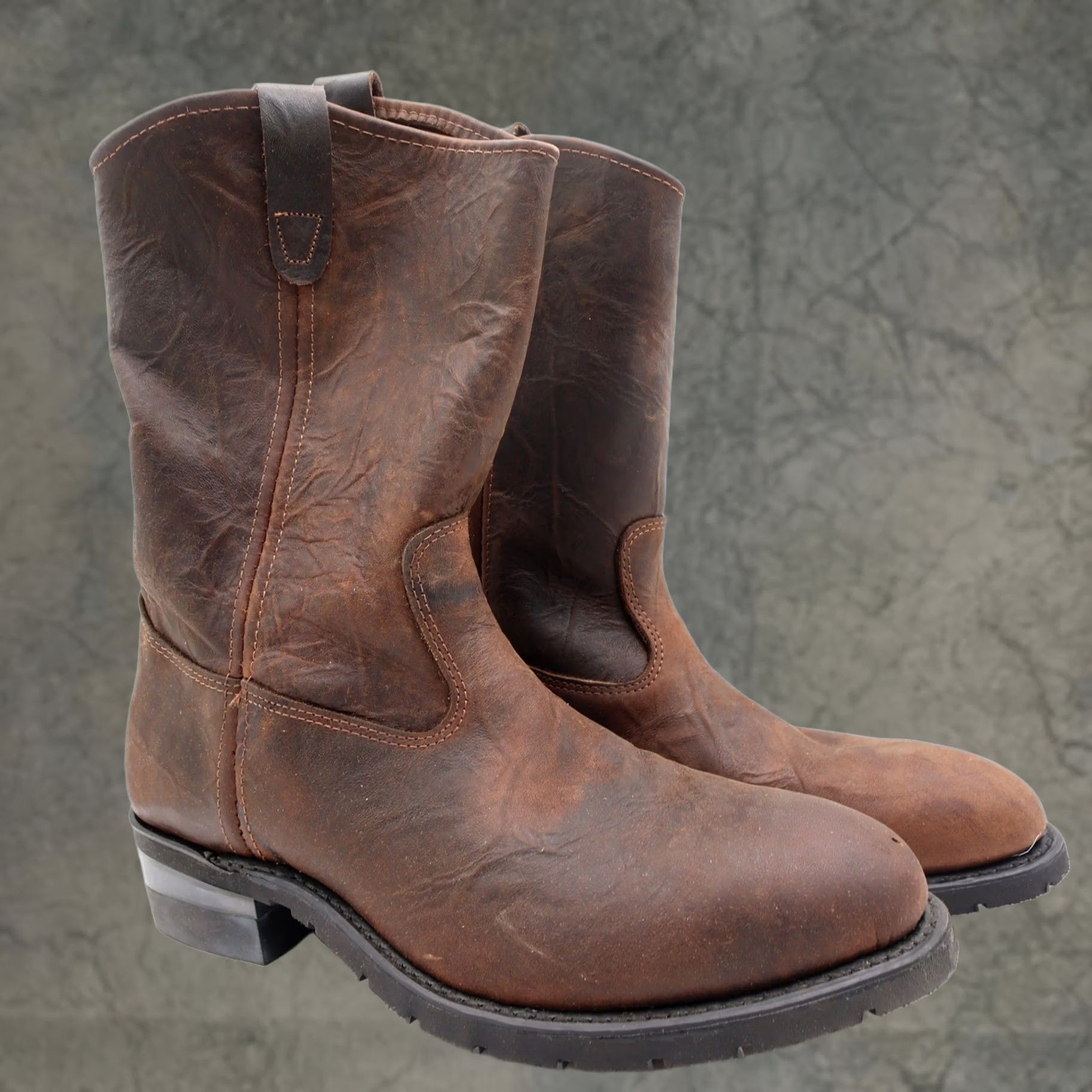 Diesel × Vintage Vintage Diesel Brown Leather Biker Boots Steel
