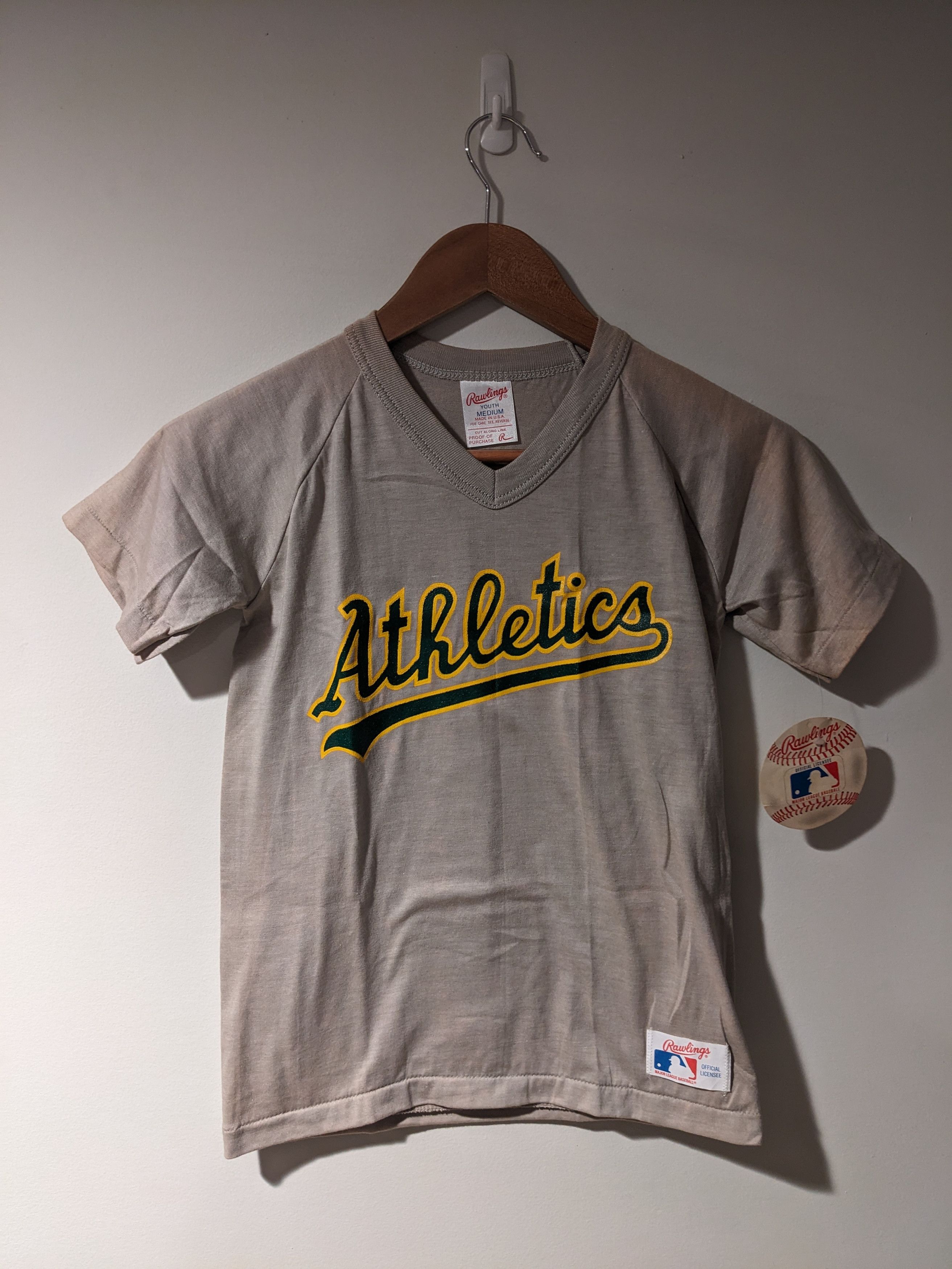 MLB × Vintage Vintage 80s Oakland Athletics Rawlings YOUTH Medium T-Shirt Size US M / EU 48-50 / 2 - 1 Thumbnail