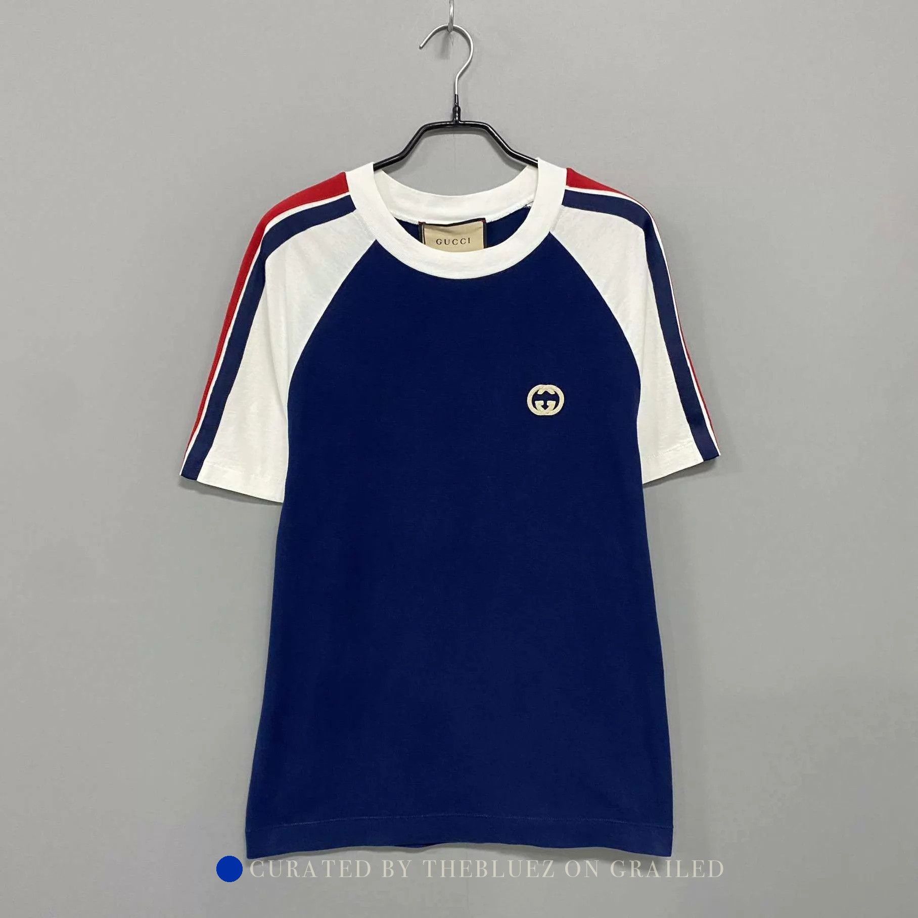 Gucci Blue Short Sleeve Striped Shirt with Logo Size US S / EU 44-46 / 1 - 1 Thumbnail