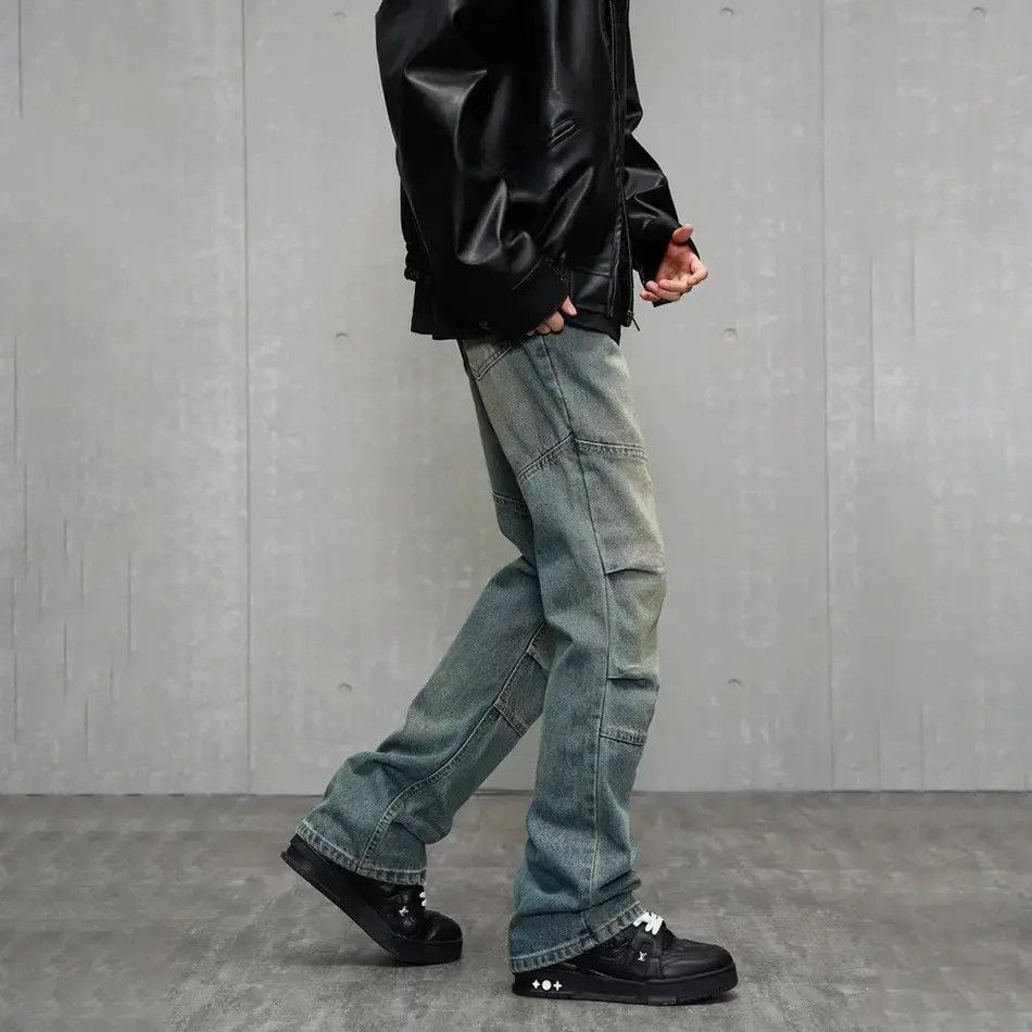Japanese Brand Y2k Slim Distressed Original Designer Fit Stacked Denim Size US 32 / EU 48 - 3 Thumbnail