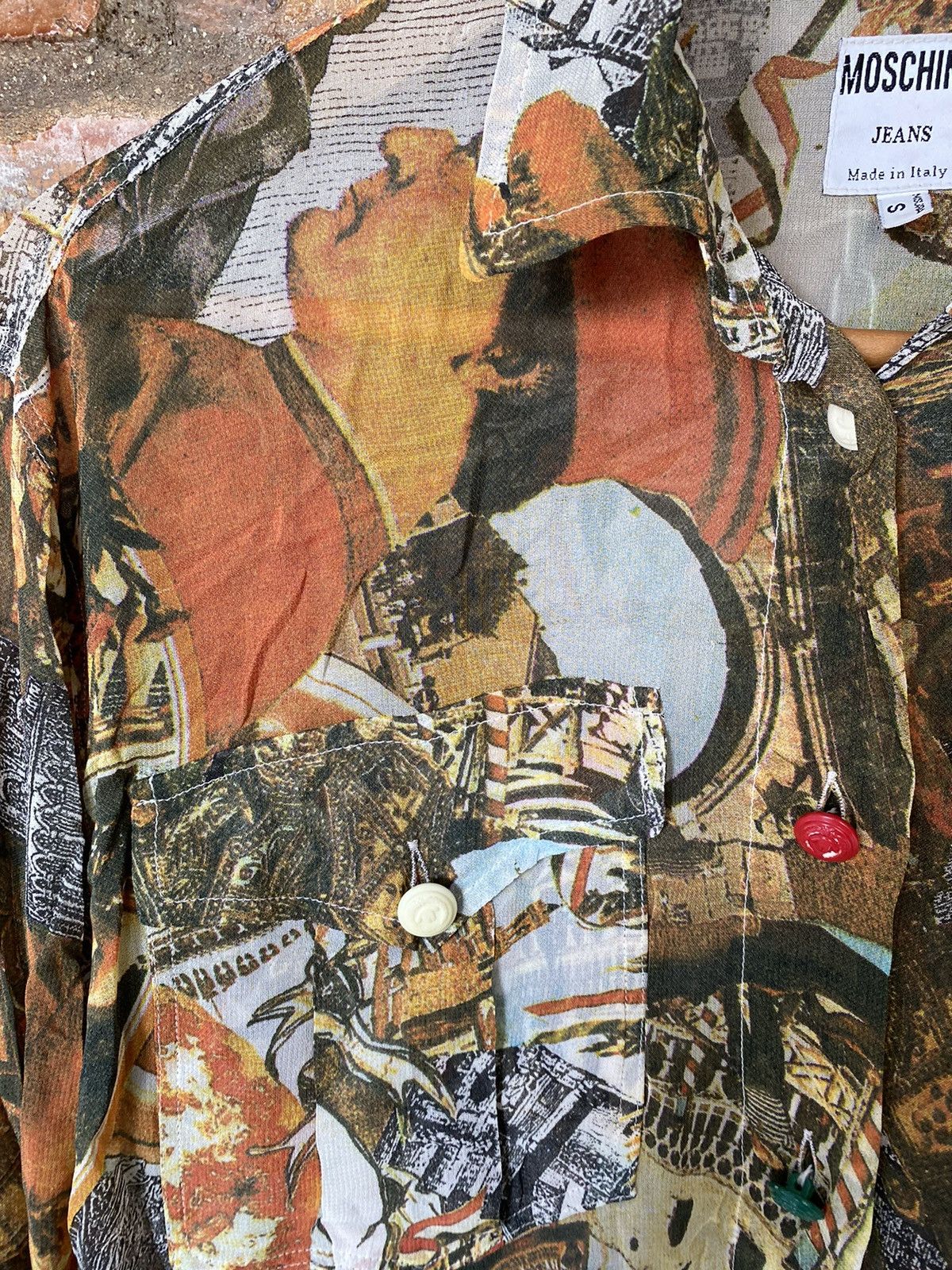 Moschino 1990s Iconic renaissance 100% rayon shirt Size M / US 6-8 / IT 42-44 - 6 Thumbnail