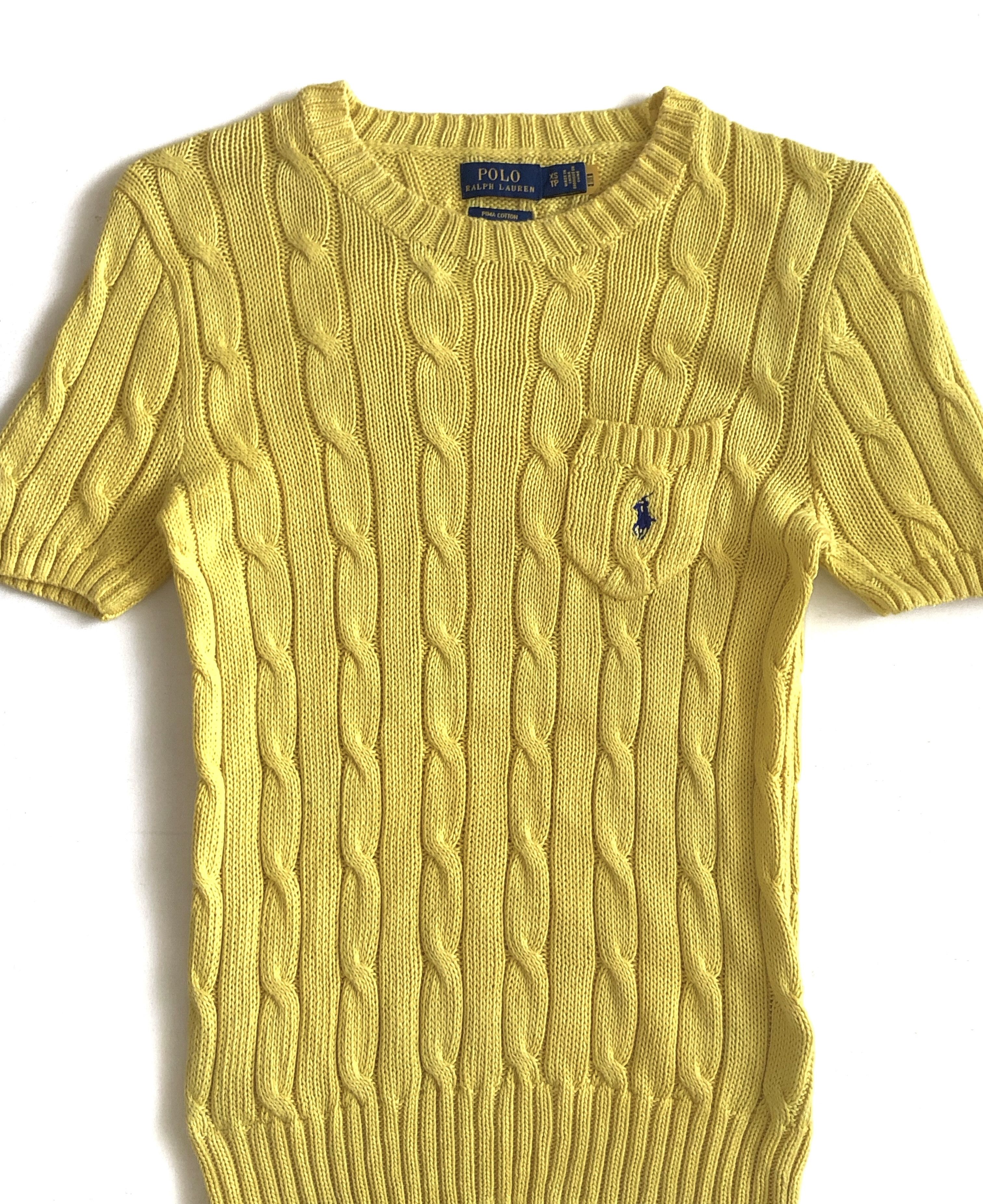 Polo Ralph Lauren CABLE-KNIT COTTON SHORT SLEEVES JUMPER Size XXS / US 00 / IT 34 - 7 Thumbnail