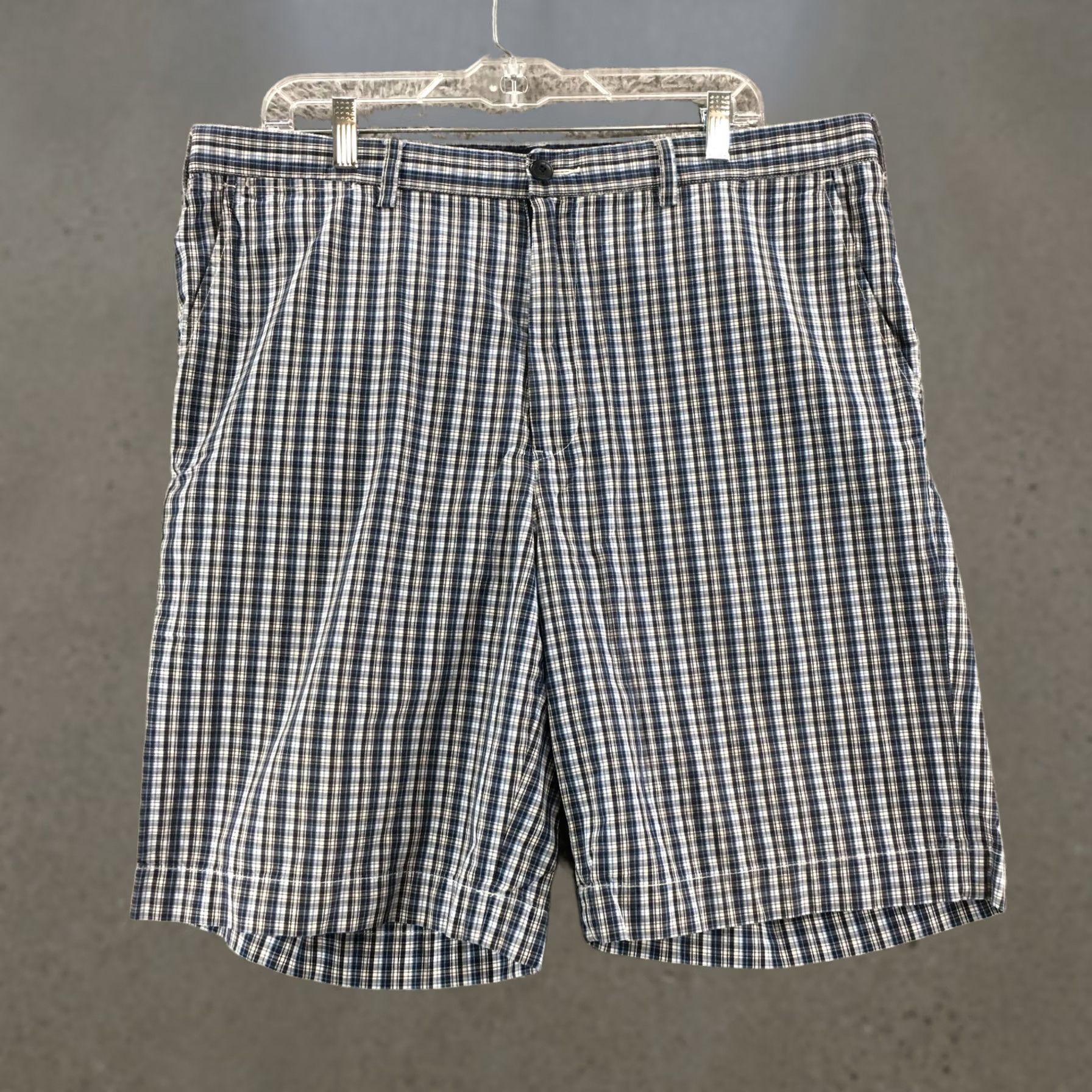 Nautica Nautica Chino Shorts Mens 38W Blue Cotton Plaid High Rise Zip Fly Flat Front Size US 38 / EU 54 - 1 Thumbnail
