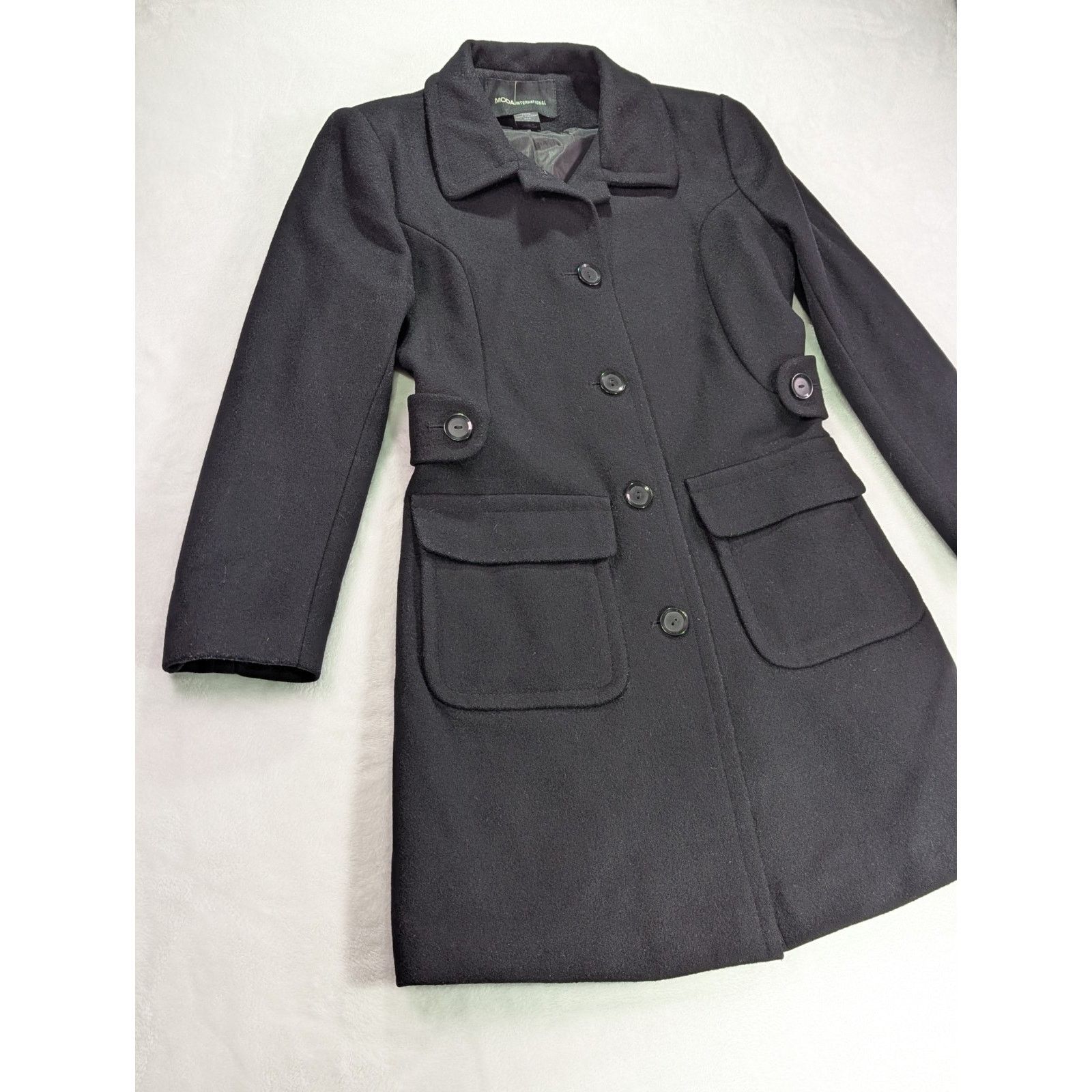 Other × Victoria's Secret VTG 90s Size 4P Black 100% Wool Mid-Length Pea Coat Size S / US 4 / IT 40 - 2 Thumbnail