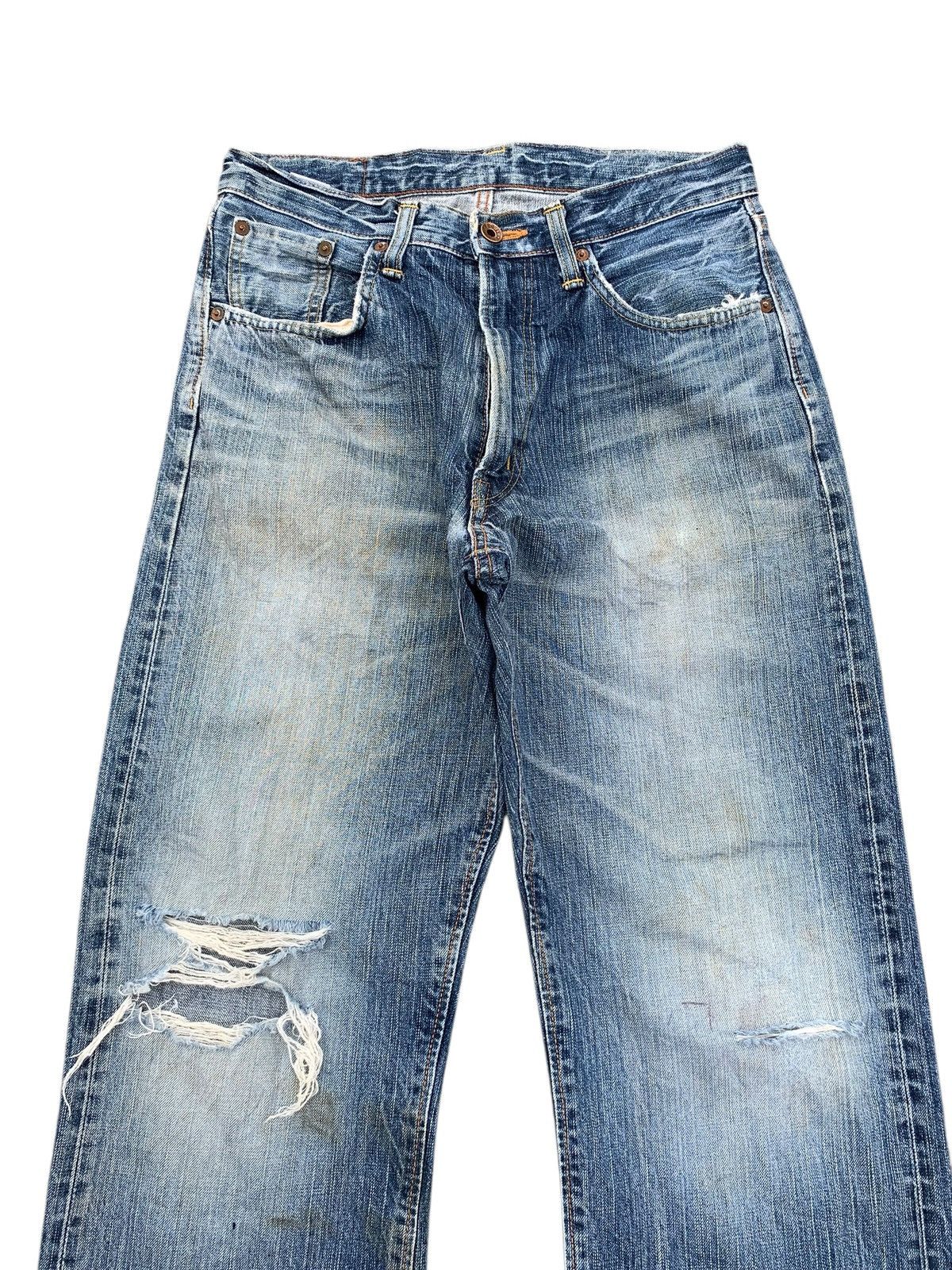 Edwin VINTAGE EDWIN 505z SELVEDGE FADED & RUSTY DISTRESSED DENIM Size US 29 - 6 Thumbnail