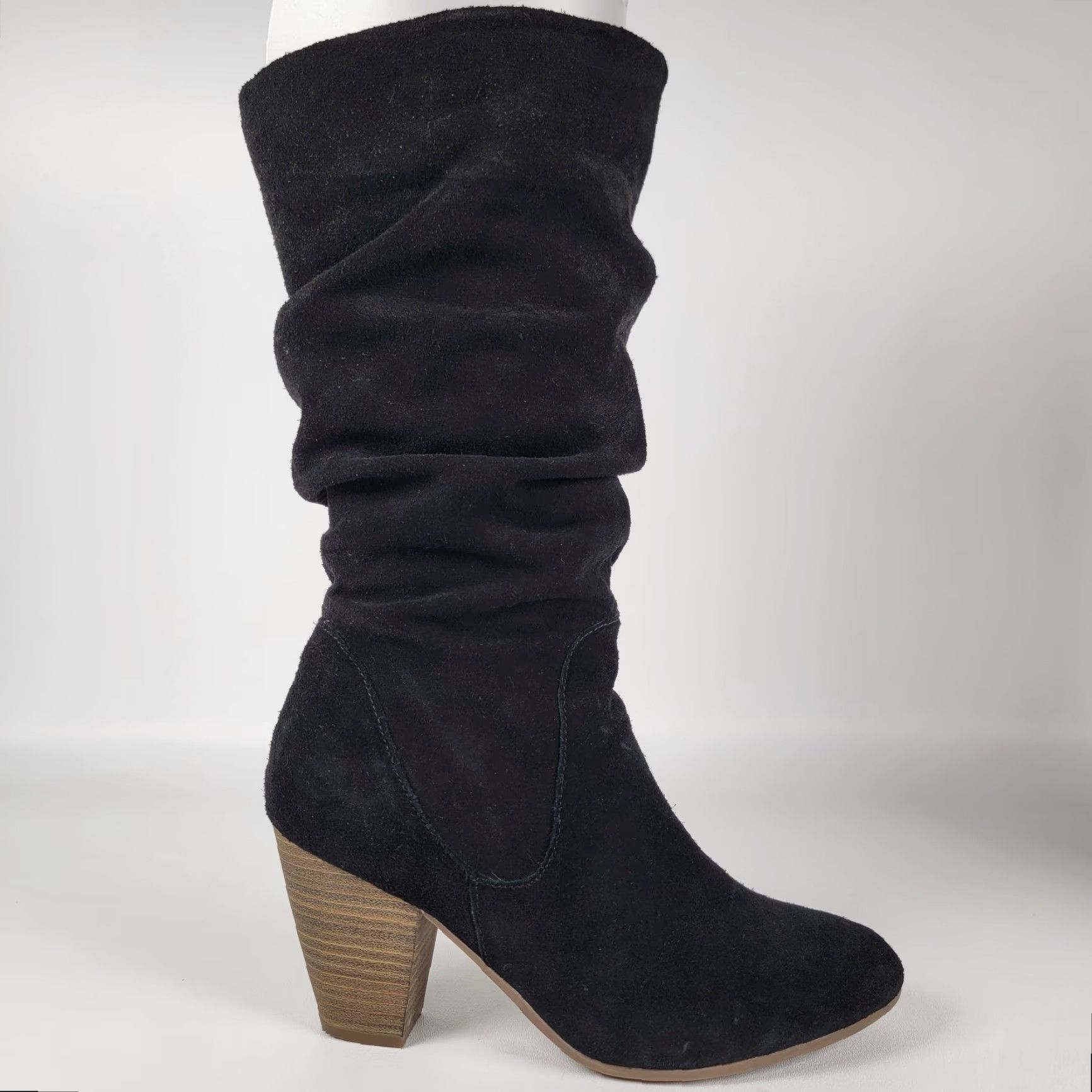 Vintage SONOMA Black Suede Boots Women Size 9 M Mid-Calf Zip Closed Toe Block Heel Chukka Winter Casual Shoes Size US 9 / IT 39 - 4 Thumbnail