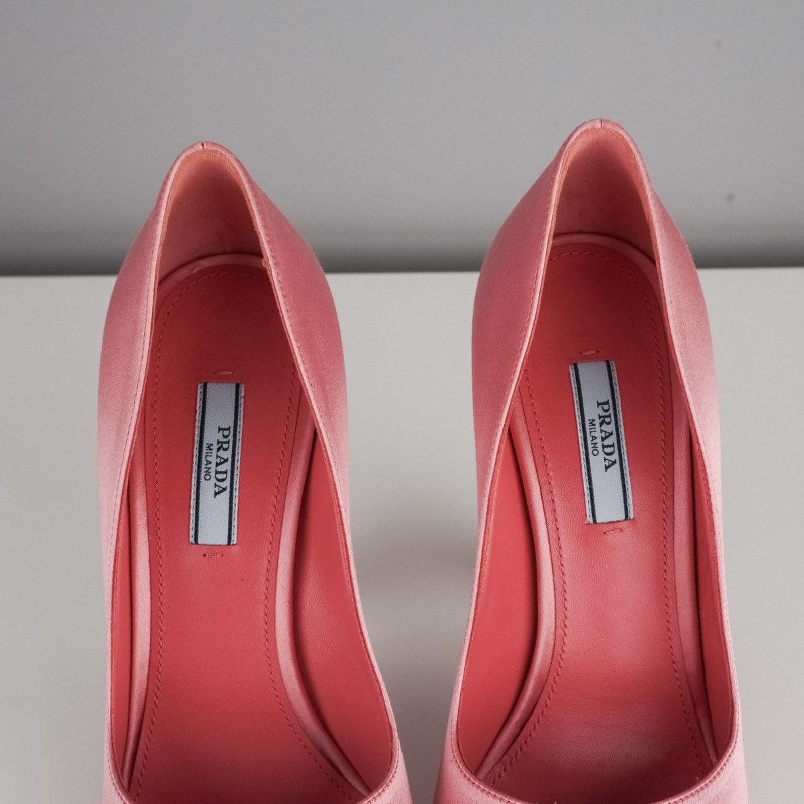 Prada Iconic prada satin pink silver logo metal bolt heels Size US 8.5 / IT 38.5 - 8 Thumbnail