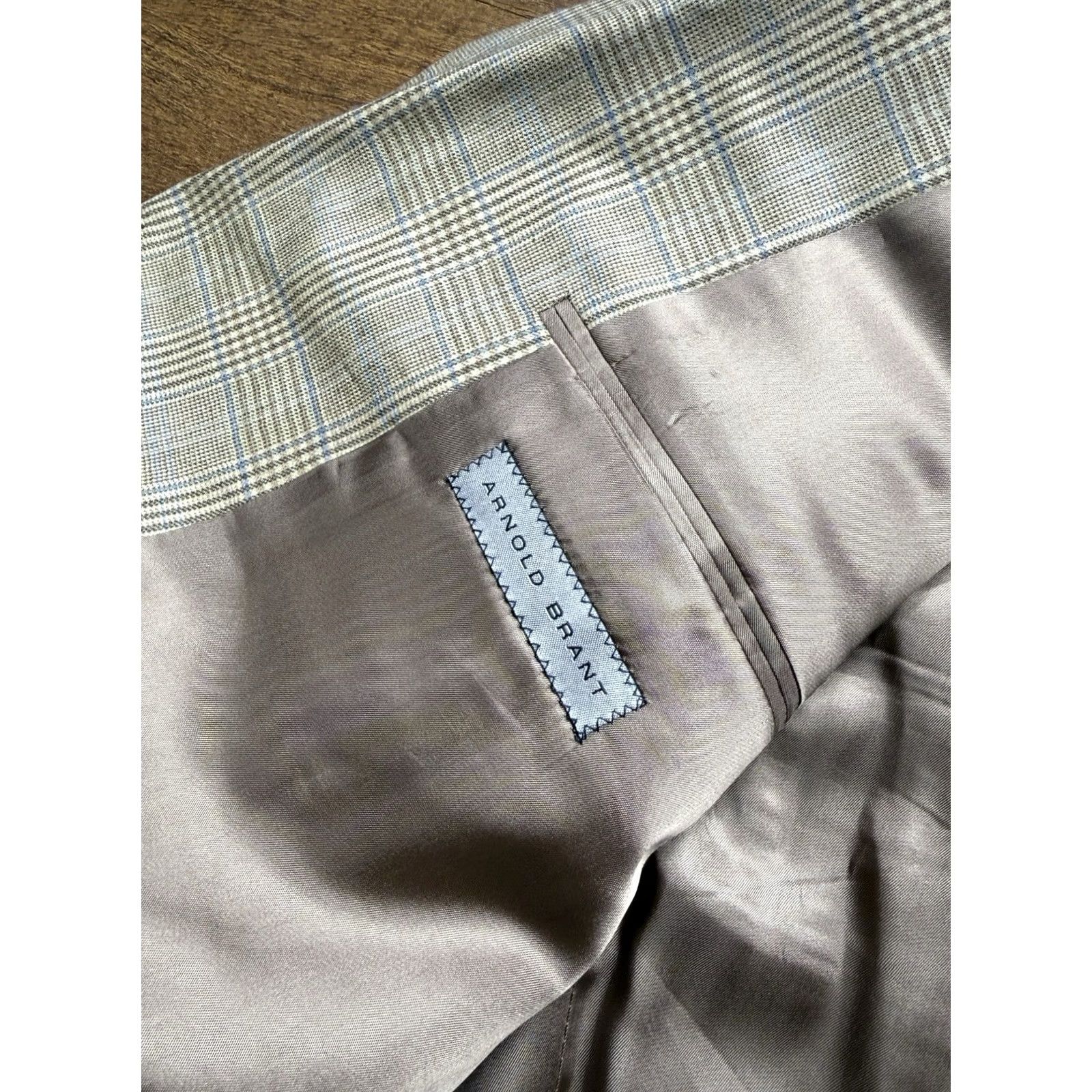 Vintage Arnold Brant 100% Cashmere Blazer Windowpane Striped Sport Coat - 46R Mens Jacket Size 46R - 7 Thumbnail