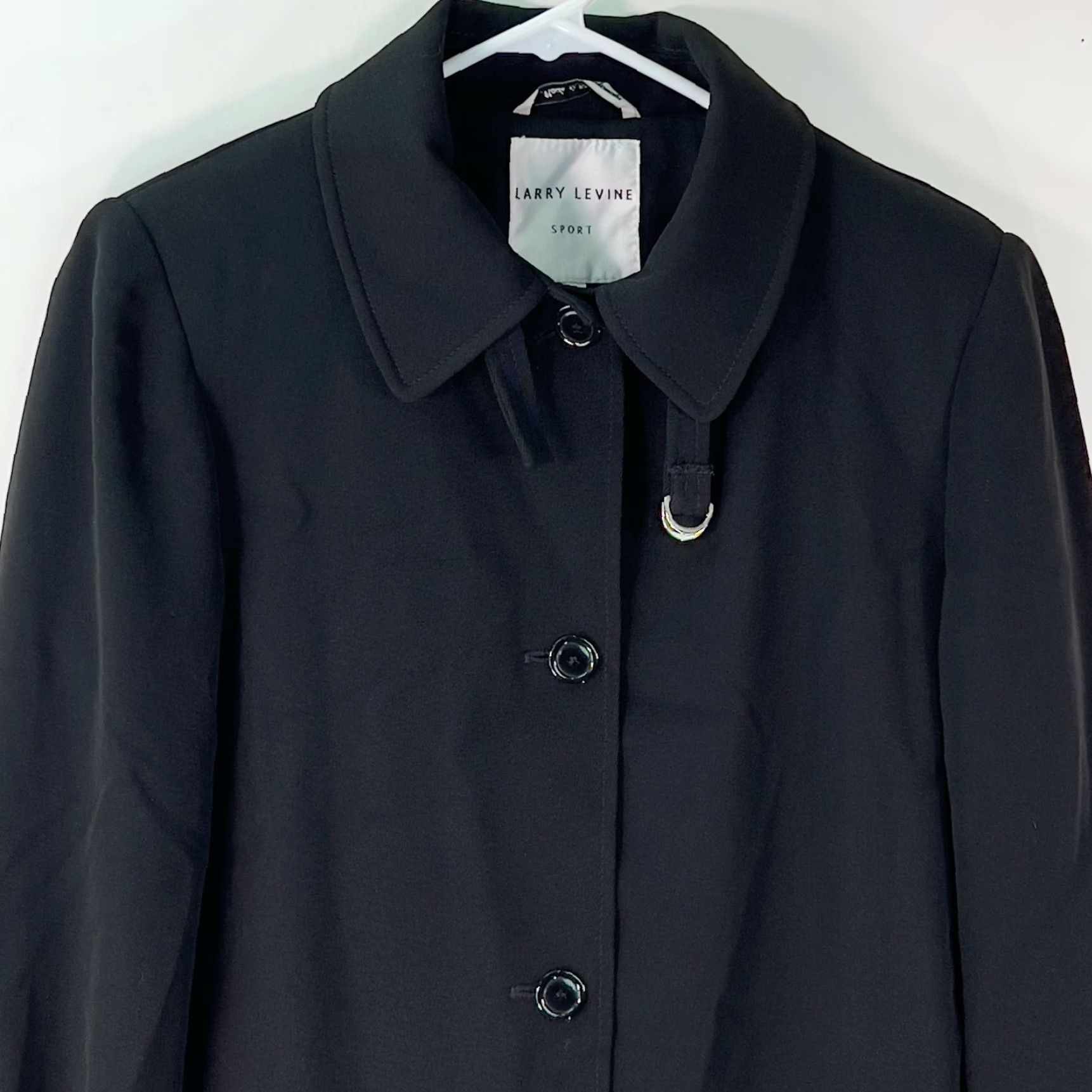 Vintage LARRY LEVINE Women Overcoat Coat Black 34" Long Button Front Pockets Solid 100% Polyester S Womens Size S / US 4 / IT 40 - 3 Thumbnail