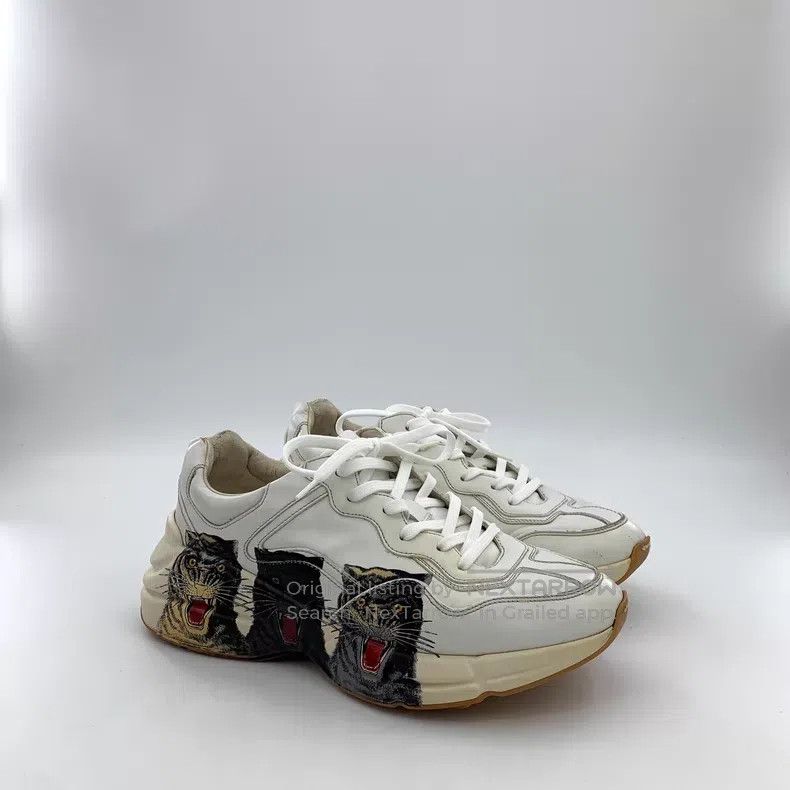 Gucci Gucci White tiger print lace-up casual flat dad shoes Size US 8 / EU 41 - 2 Thumbnail